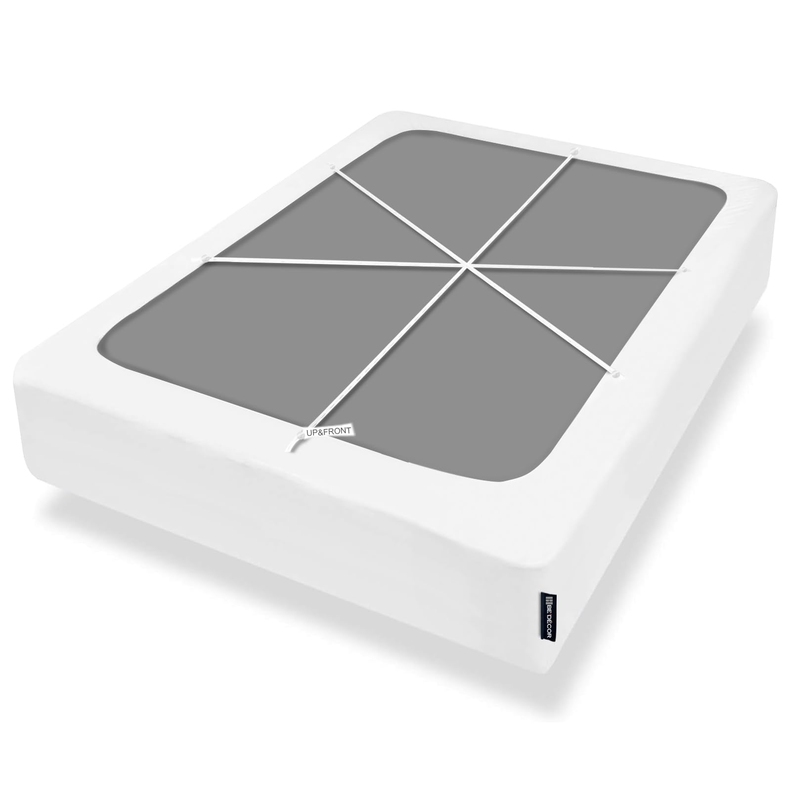 Bedecor 4-9 Inches Split Box Spring Cover King Size Light Grey with Stretchy Fabric Bed Frame Cover Wrap Around 4 Sides Elastic Bed Skirt Alternative Gray Boxspring Cover King/Cal King