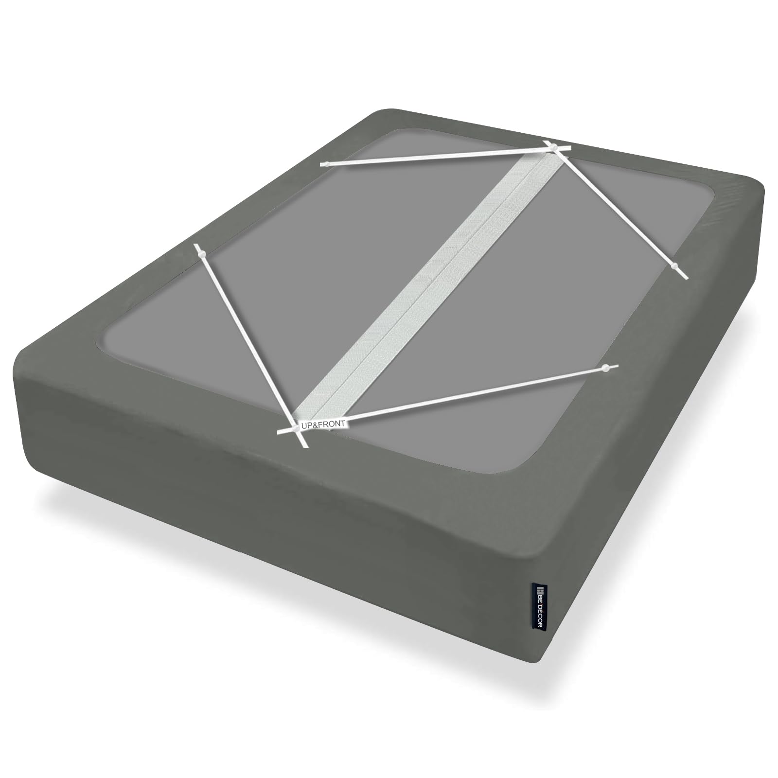 Bedecor 4-9 Inches Split Box Spring Cover King Size Light Grey with Stretchy Fabric Bed Frame Cover Wrap Around 4 Sides Elastic Bed Skirt Alternative Gray Boxspring Cover King/Cal King