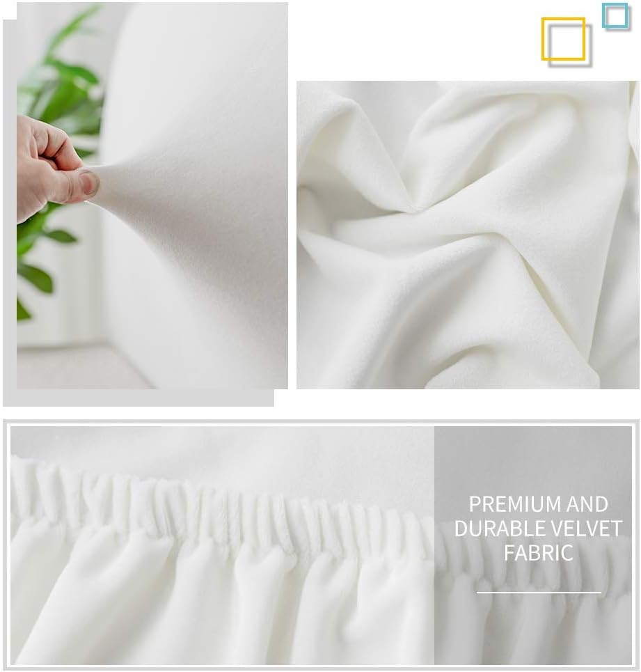 DUJUIKE Bed Headboard Cover for Queen, Stretch Bed Head Board Slipcover Covers, Dustproof Protector Velvet Cover for Upholstered Headboard (White, for Queen Headboard (59"-67"))