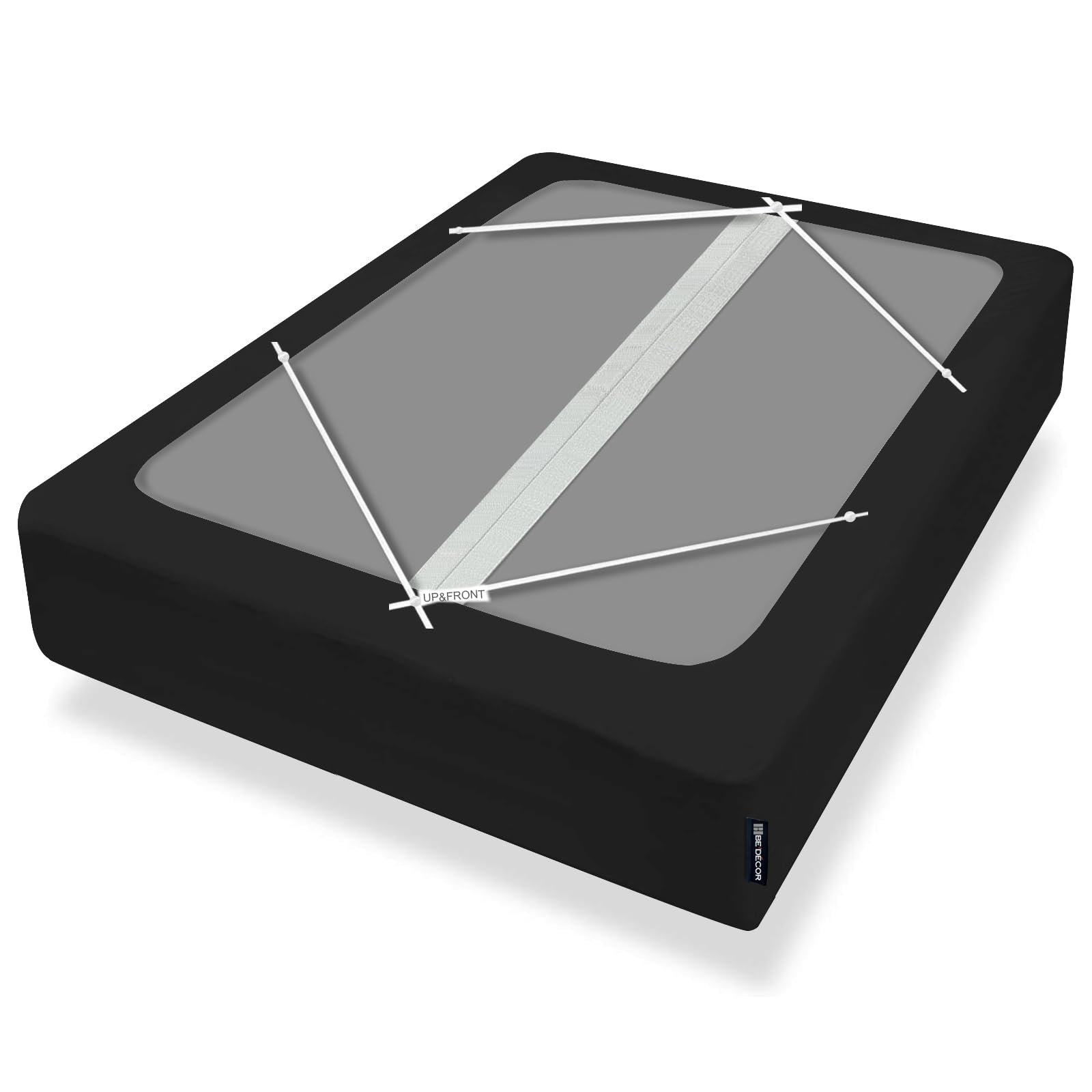 Bedecor 4-9 Inches Split Box Spring Cover King Size Light Grey with Stretchy Fabric Bed Frame Cover Wrap Around 4 Sides Elastic Bed Skirt Alternative Gray Boxspring Cover King/Cal King