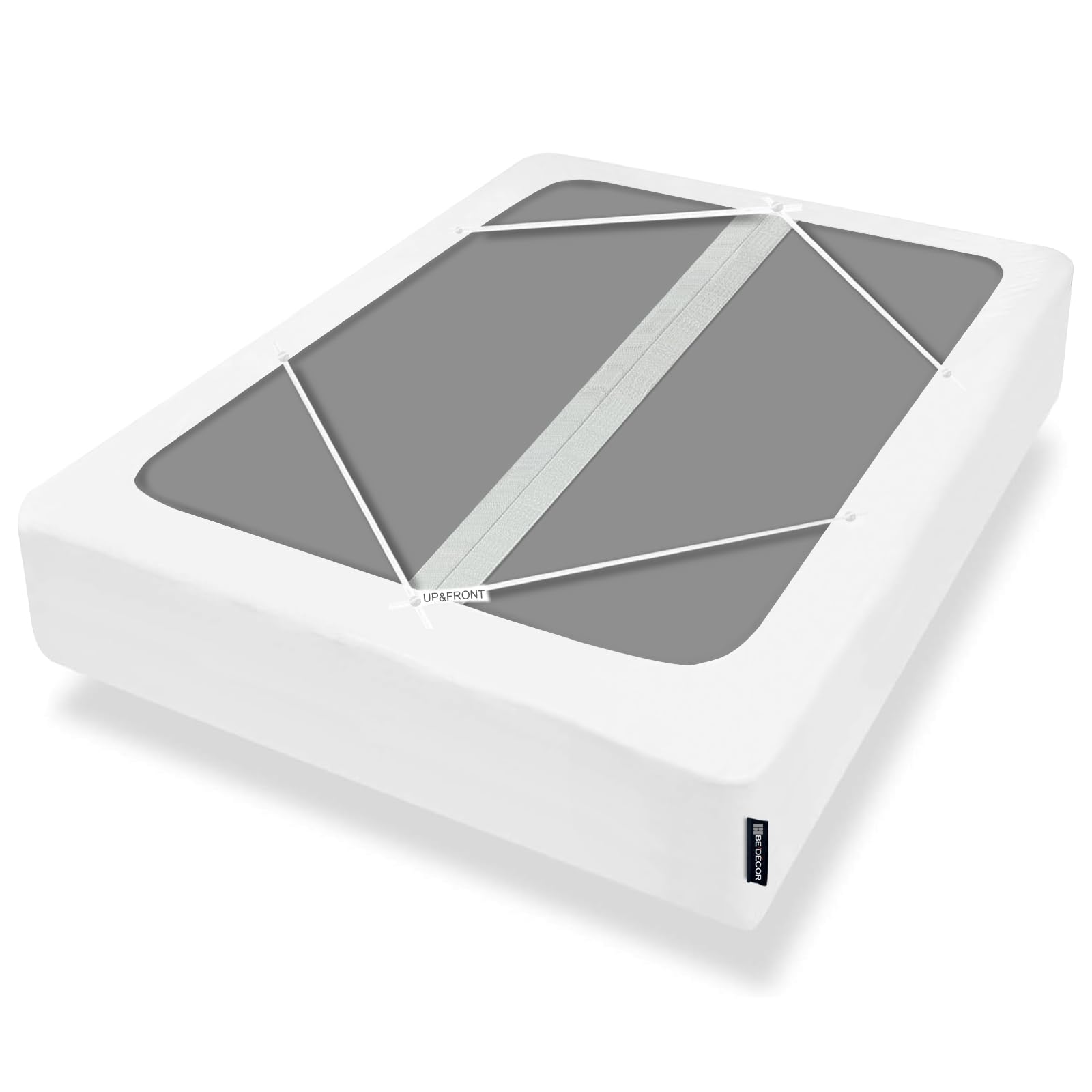 Bedecor 4-9 Inches Split Box Spring Cover King Size Light Grey with Stretchy Fabric Bed Frame Cover Wrap Around 4 Sides Elastic Bed Skirt Alternative Gray Boxspring Cover King/Cal King