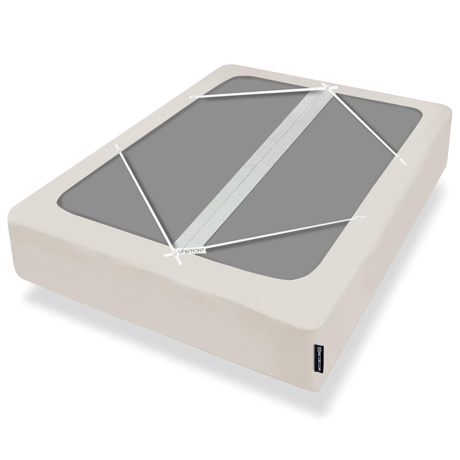 Bedecor 4-9 Inches Split Box Spring Cover King Size Light Grey with Stretchy Fabric Bed Frame Cover Wrap Around 4 Sides Elastic Bed Skirt Alternative Gray Boxspring Cover King/Cal King