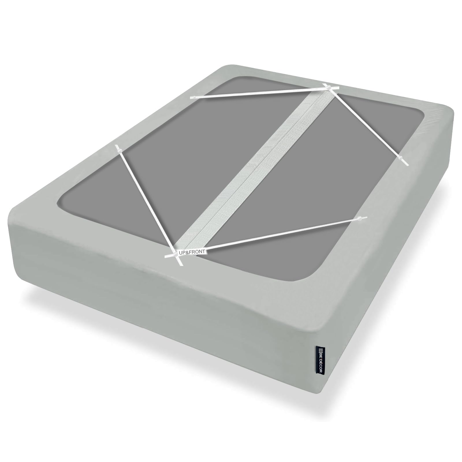 Bedecor 4-9 Inches Split Box Spring Cover King Size Light Grey with Stretchy Fabric Bed Frame Cover Wrap Around 4 Sides Elastic Bed Skirt Alternative Gray Boxspring Cover King/Cal King