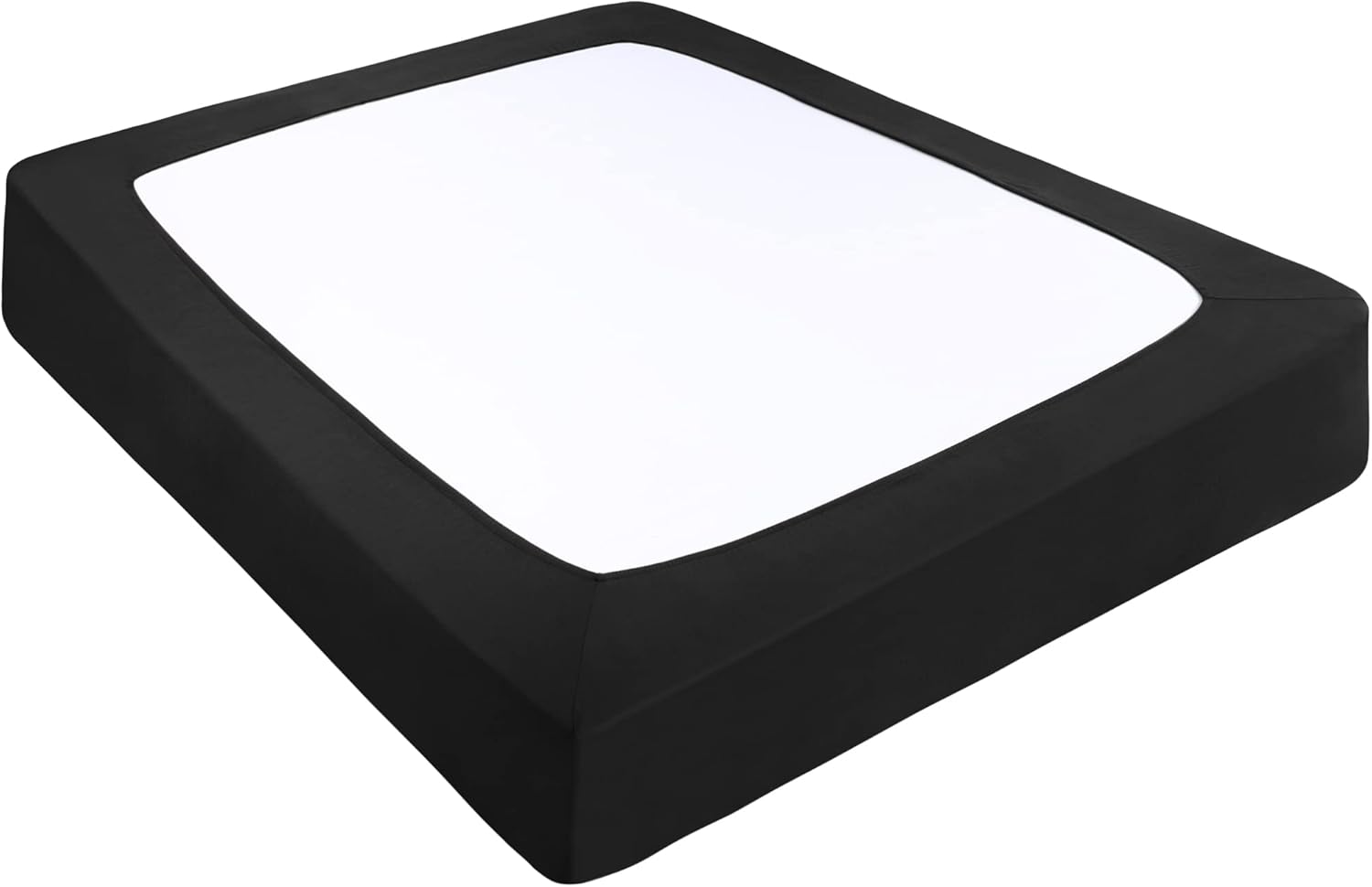 PiccoCasa Box Spring Cover Stretchy Fabric Wrap Around 4 Sides Bed Skirt Wrinkle Free for Home, Elastic Mattress Cover Fits Mattress Up to 14 Queen Black