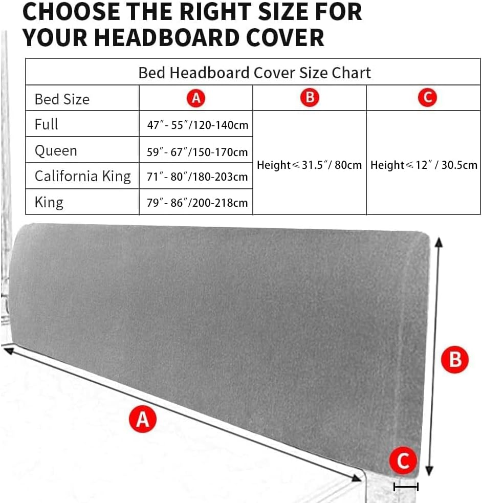 DUJUIKE Bed Headboard Cover for Queen, Stretch Bed Head Board Slipcover Covers, Dustproof Protector Velvet Cover for Upholstered Headboard (White, for Queen Headboard (59"-67"))