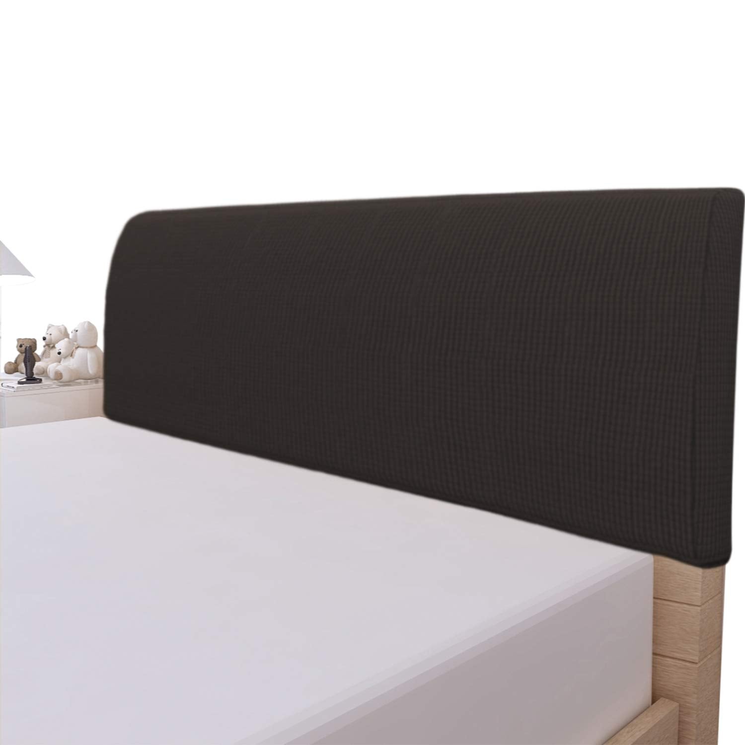 Easy-Going Stretch Bed Headboard Slipcover, Small Square Jacquard Furniture Cover, Dustproof Protector Cover for Bedroom Decor (Queen, Cream)