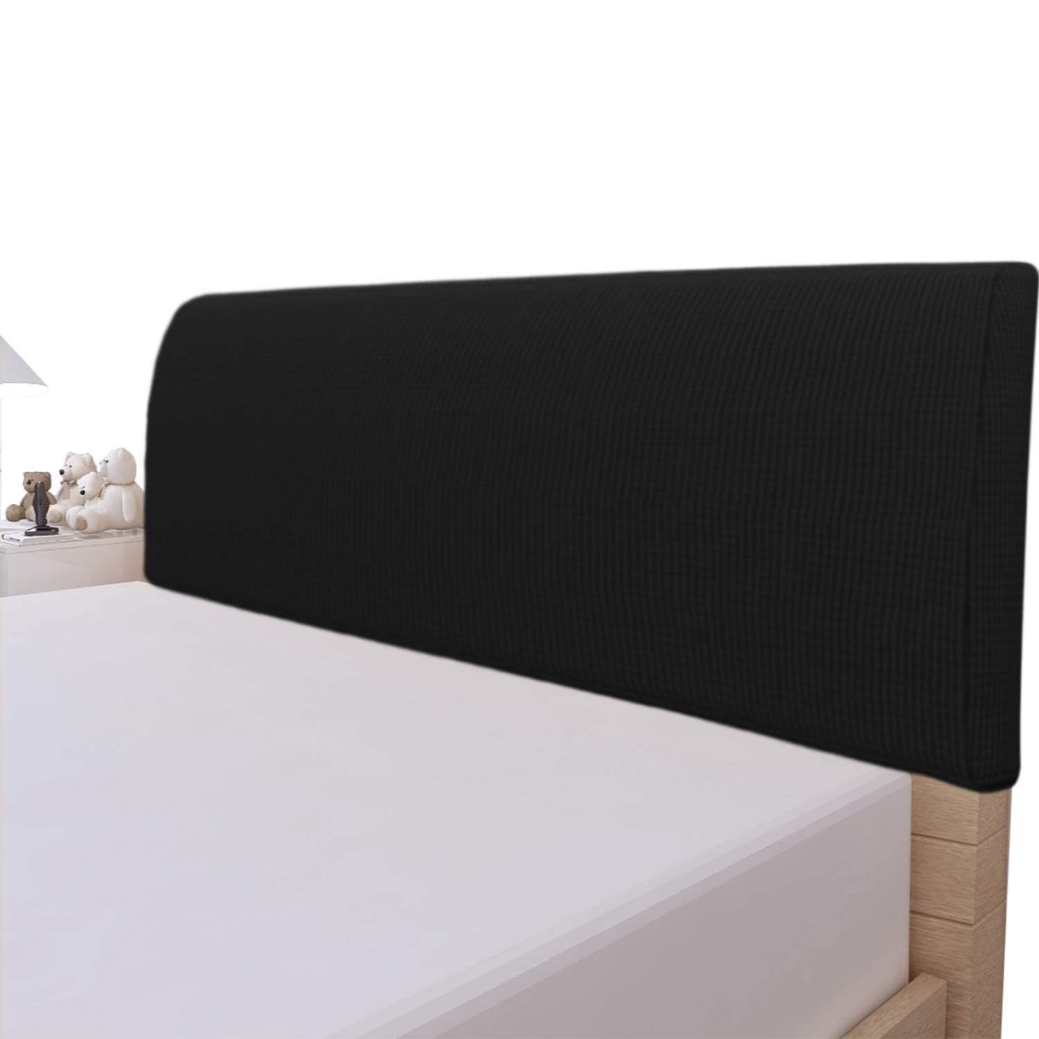 Easy-Going Stretch Bed Headboard Slipcover, Small Square Jacquard Furniture Cover, Dustproof Protector Cover for Bedroom Decor (Queen, Cream)