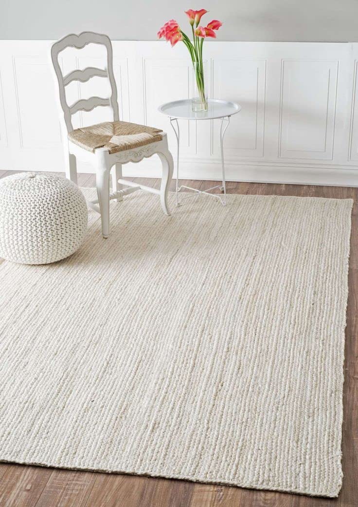 FRELISH DECOR Handwoven Jute Area Rug - 2x3 feet - Natural Yarn - Rustic Vintage Beige Braided Reversible Rug - Eco Friendly Rugs for Bedroom - Kitchen - Living Room - Farmhouse (2'x3')
