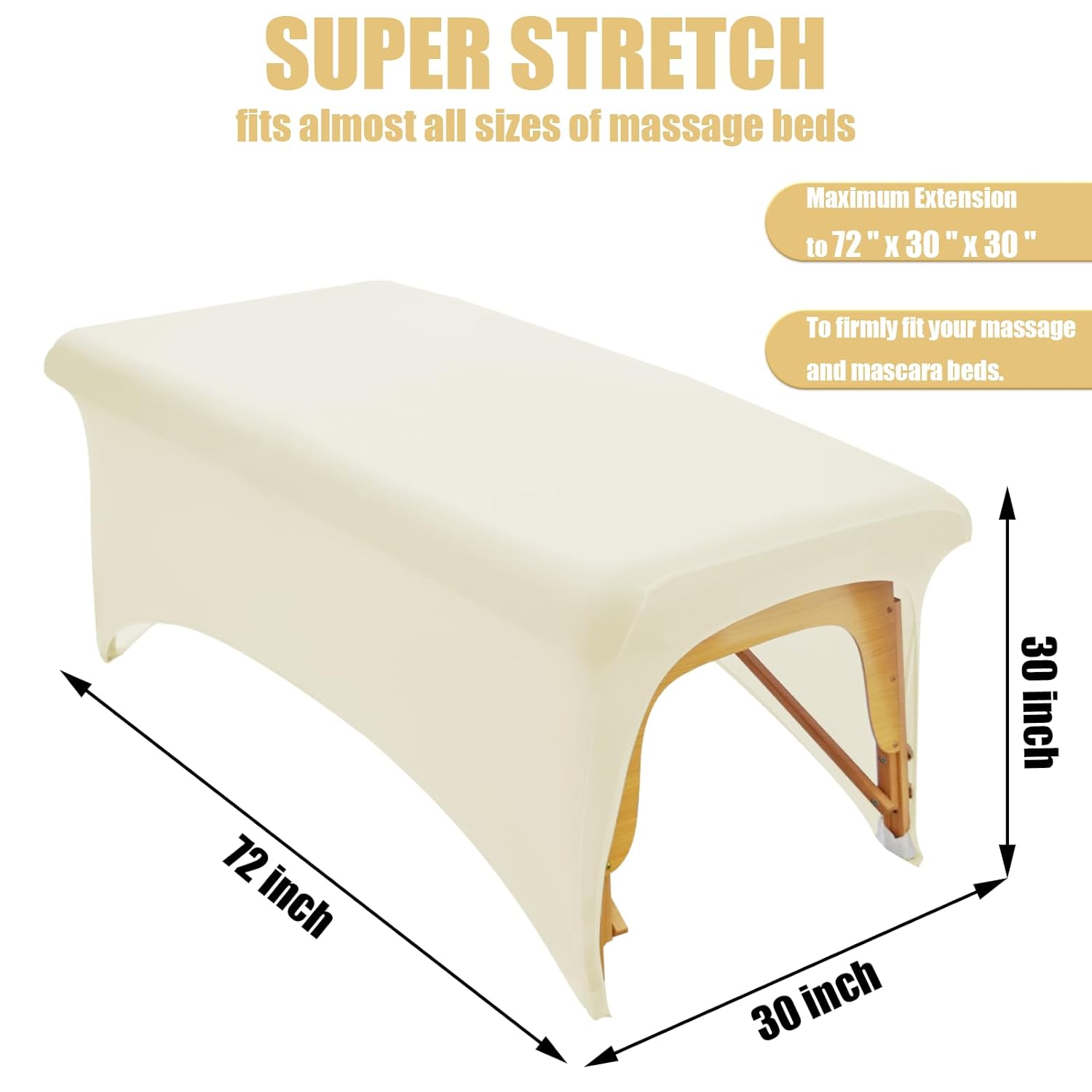 Stretchy Lash Bed Cover for Lash Extension Bed, Protective Spa Treatment Sheet Set for Lash Bed Topper or Massage Bed (Beige)