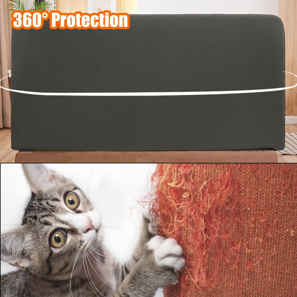 WOMACO Stretch Bed Headboard Slipcover 180 GSM Thick Fabric Solid Color Dustproof Bed Head Protector Cover for Bedroom Décor (Dark Gray, 59-67")