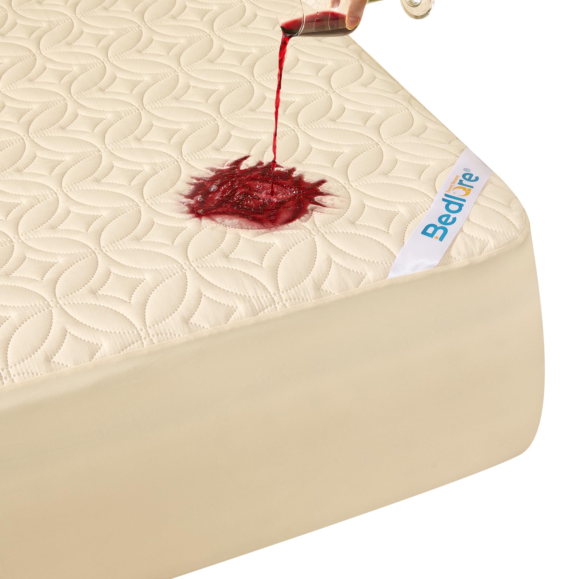 BEDLORE Waterproof Mattress Protector, Queen Size Noiseless Mattress Pad with Deep Pocket 6"-18" Depth, Soft Breathable Bed Mattress Cover Washable for Home, Bedroom, Hotel (White)