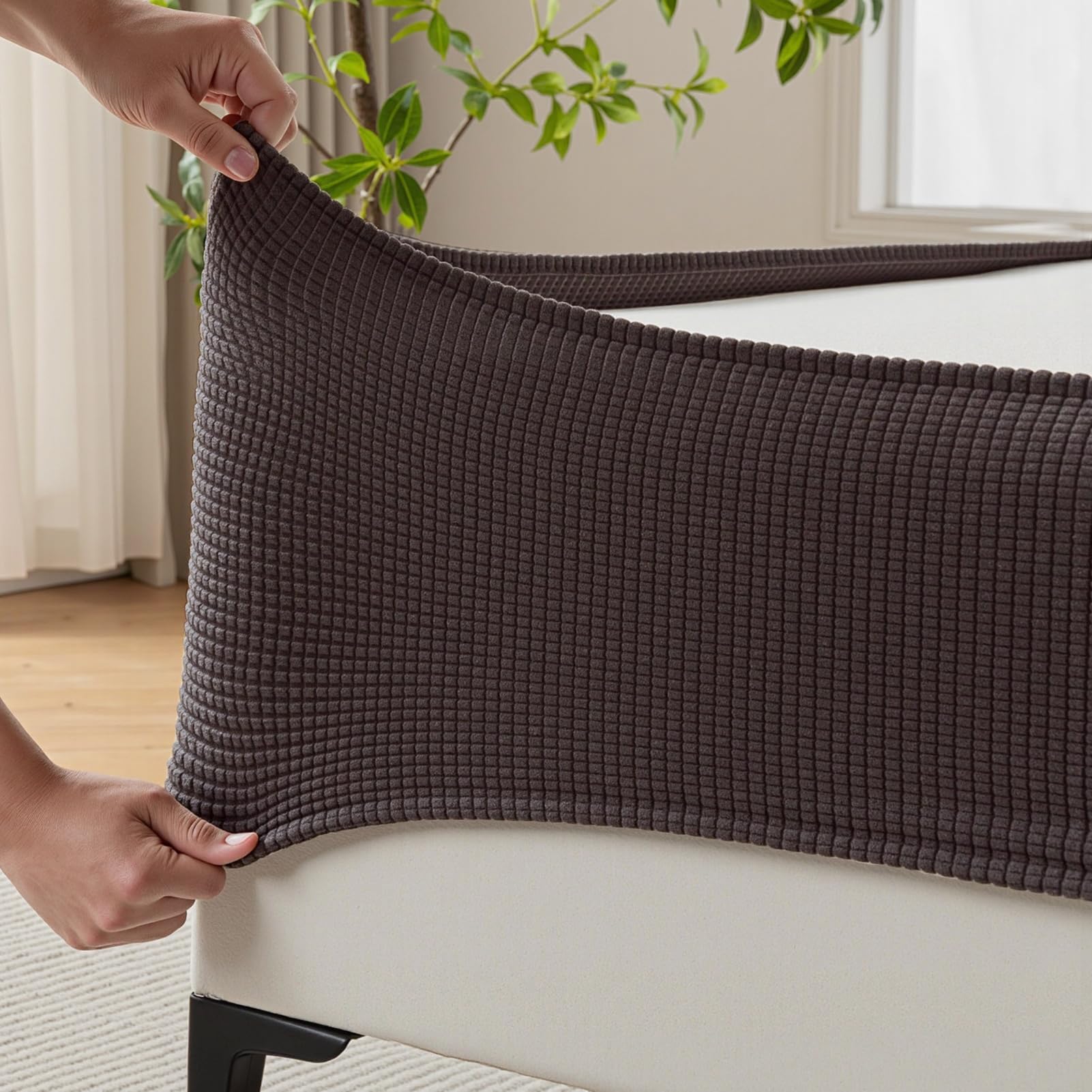 MIYE Jacquard Fabric Box Spring Cover,Super Stretchy Wrap Around 4 Sides Elastic Bed Skirt,Wrinkle & Fading Resistant,Washable & Easy Fit. (Dark Grey, King)