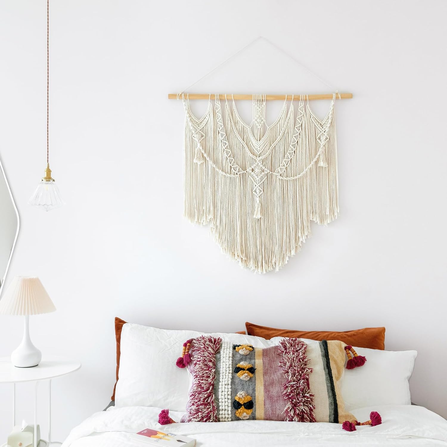 Mkono Macrame Wall Hanging Boho Home Decor Chic Woven Decoration for Bedroom Living Room Apartment Dorm Gallery Perfect Handmade Christmas Gift Ideas, 1 Pack, Large Size, 36"x35"