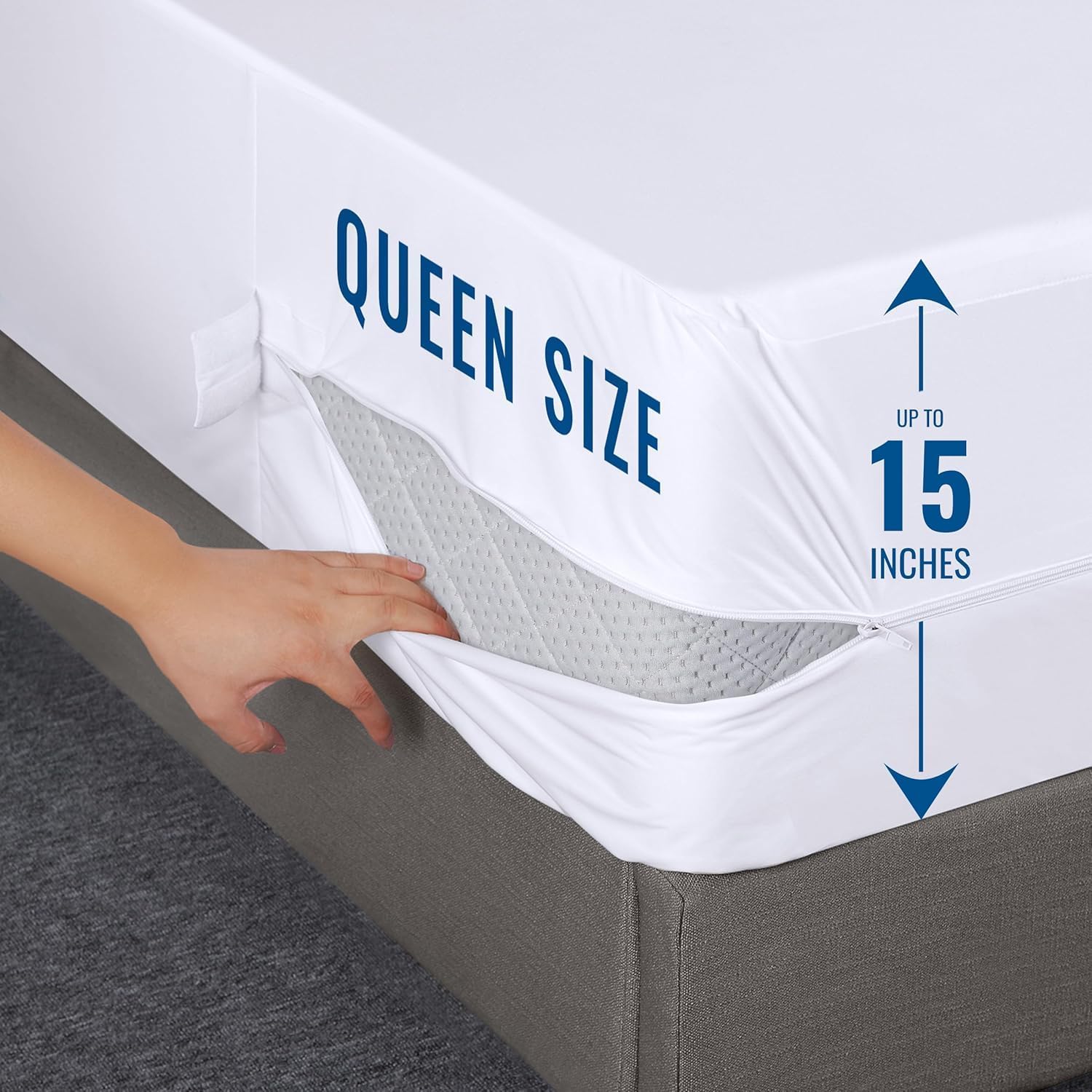 Utopia Bedding Mattress Protector Zippered Queen Size, 100% Waterproof Bed Bug and Dust Mite Proof Mattress Encasement, Absorbent 6 Sided Mattress Cover