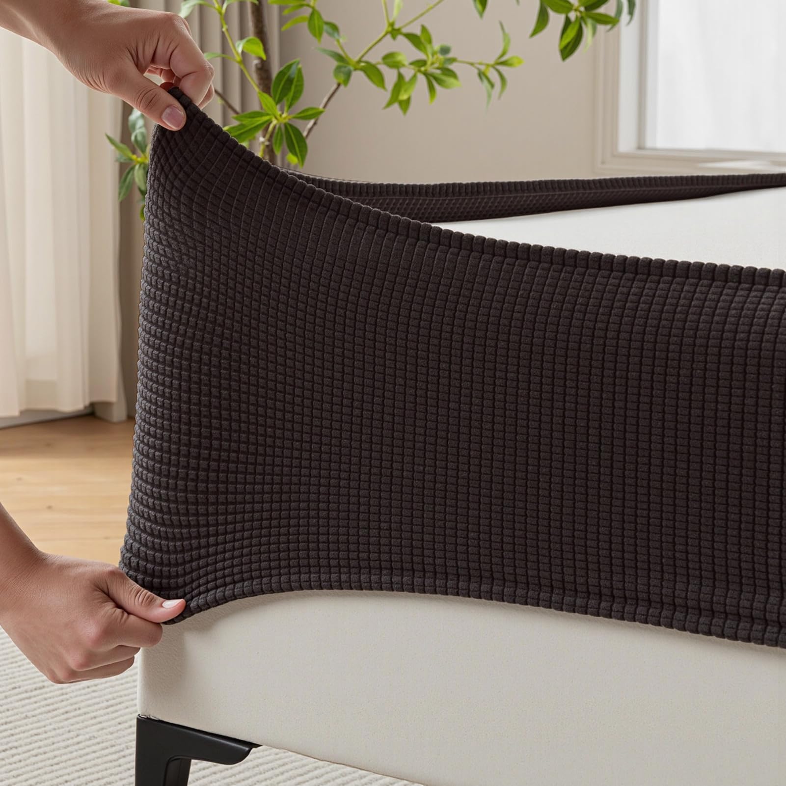 MIYE Jacquard Fabric Box Spring Cover,Super Stretchy Wrap Around 4 Sides Elastic Bed Skirt,Wrinkle & Fading Resistant,Washable & Easy Fit. (Dark Grey, King)