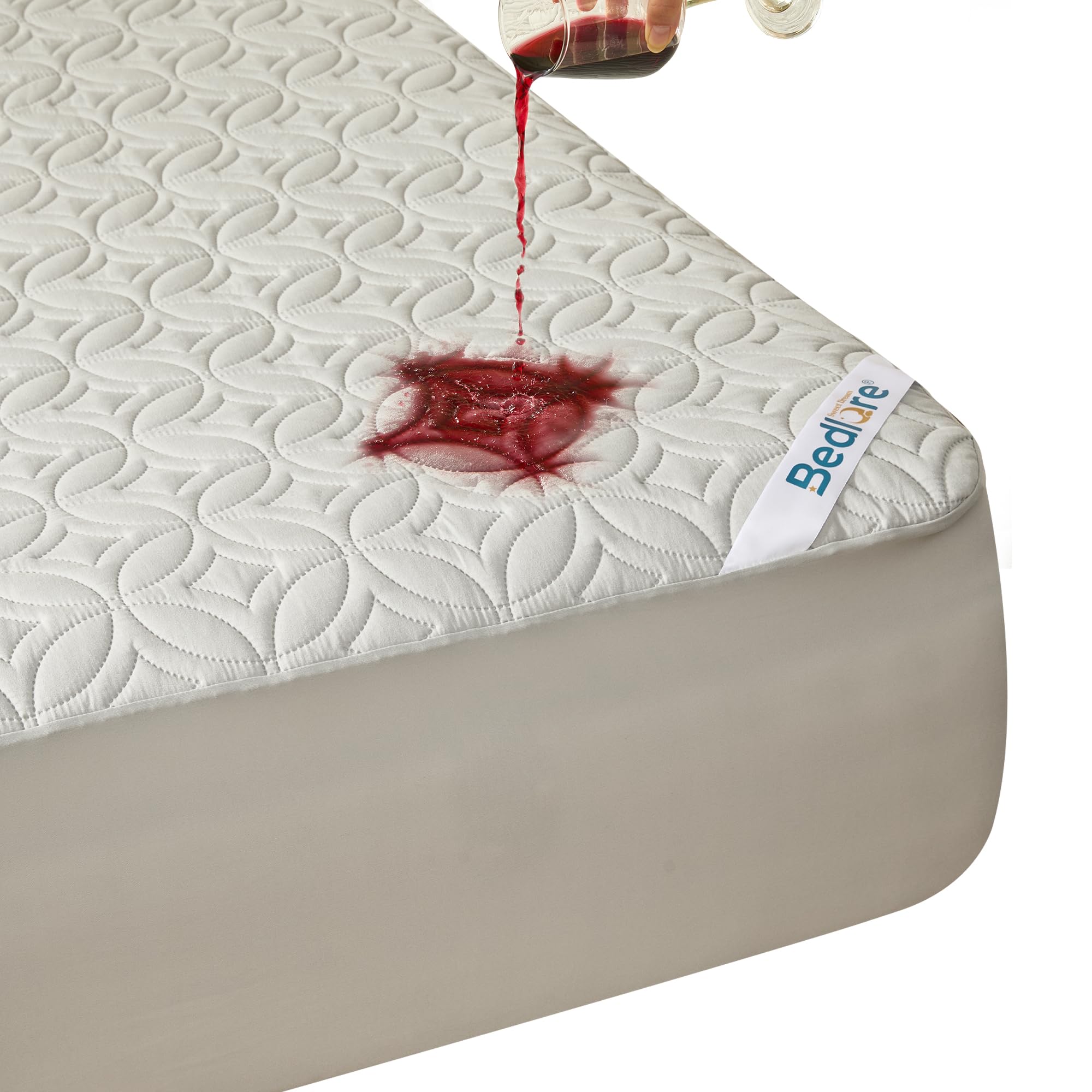 BEDLORE Waterproof Mattress Protector, Queen Size Noiseless Mattress Pad with Deep Pocket 6"-18" Depth, Soft Breathable Bed Mattress Cover Washable for Home, Bedroom, Hotel (White)
