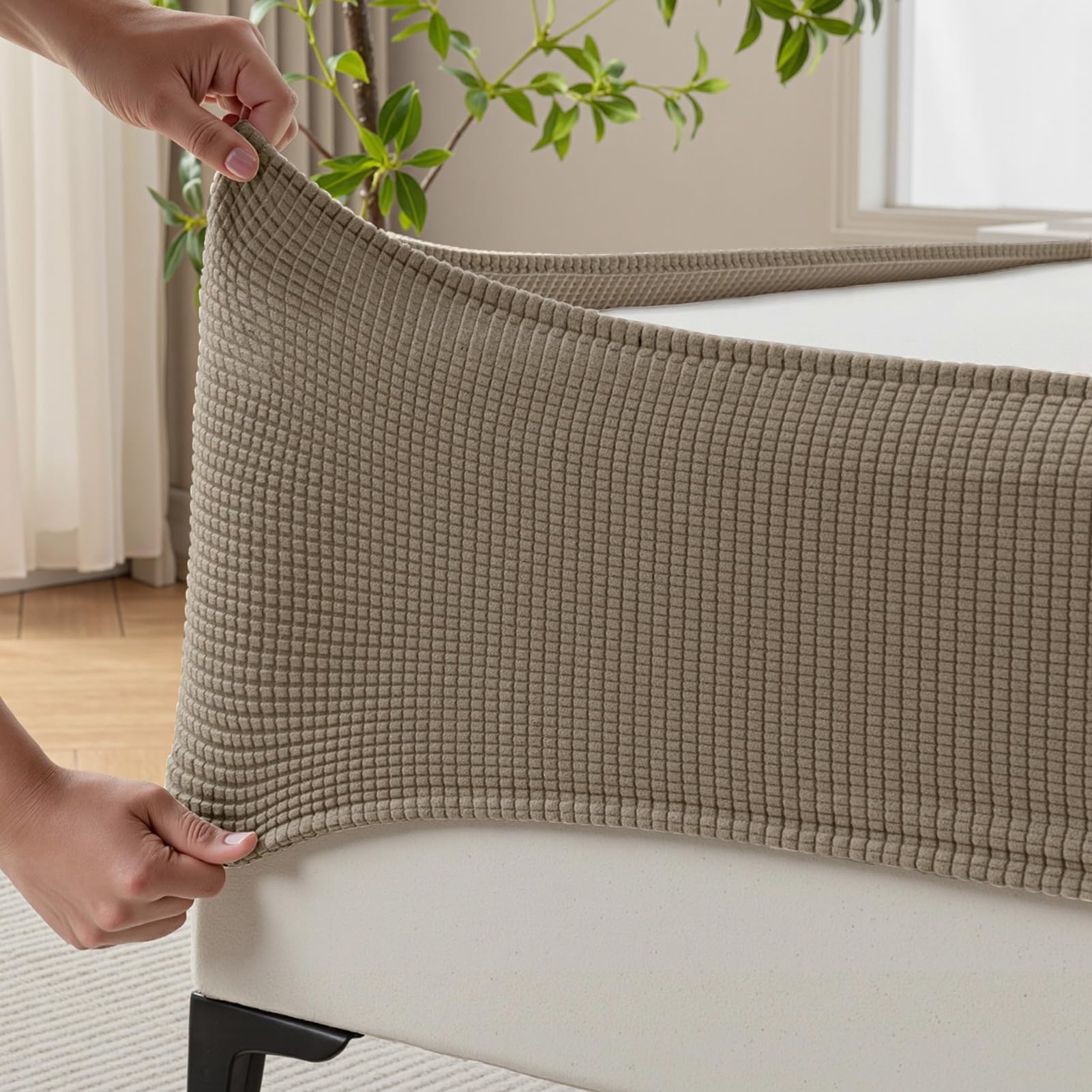 MIYE Jacquard Fabric Box Spring Cover,Super Stretchy Wrap Around 4 Sides Elastic Bed Skirt,Wrinkle & Fading Resistant,Washable & Easy Fit. (Dark Grey, King)