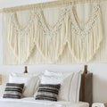 IOWER Boho Woven Wall Hanging Handwoven Brown and White Geometric Tapestry Handmade Macrame Decor for Modern Bedroom Living Room Apartment Office Home 47" W x 35" L