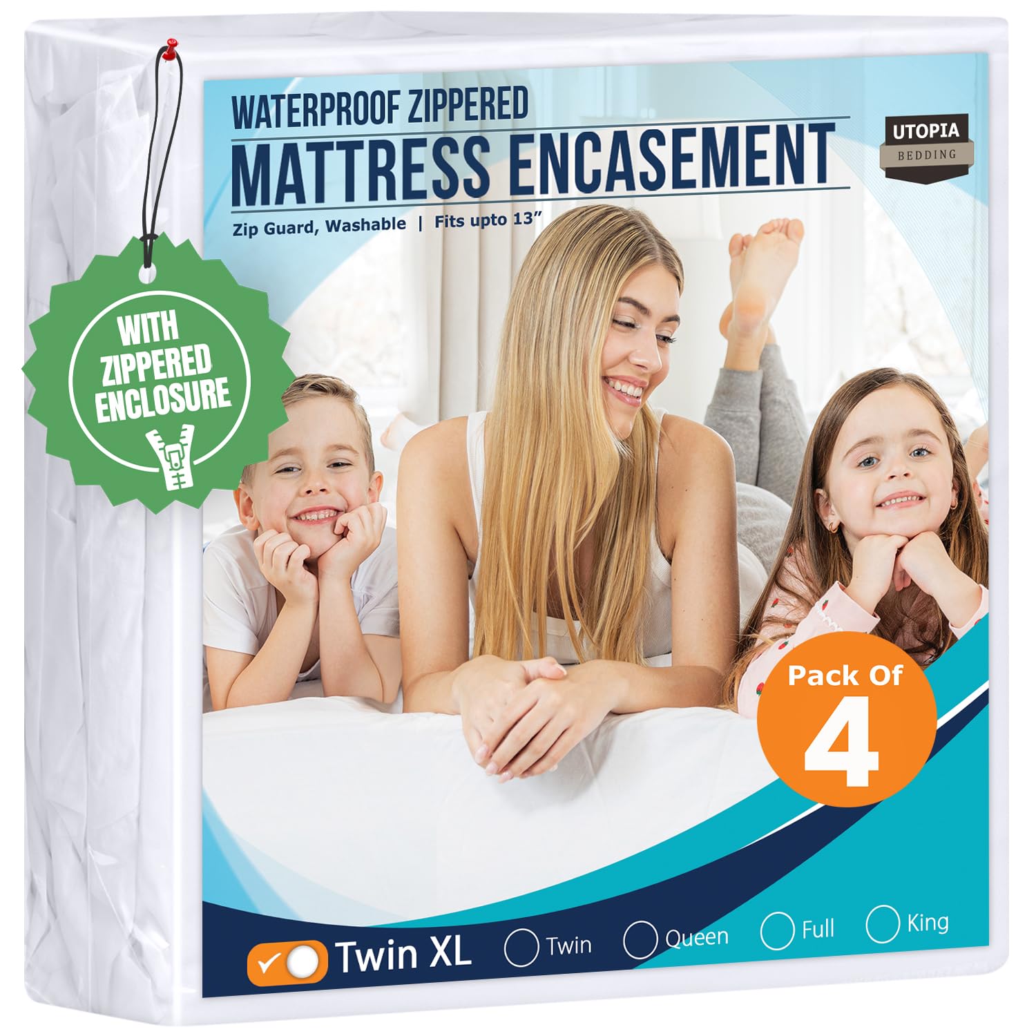 Utopia Bedding Mattress Protector Zippered Queen Size, 100% Waterproof Bed Bug and Dust Mite Proof Mattress Encasement, Absorbent 6 Sided Mattress Cover