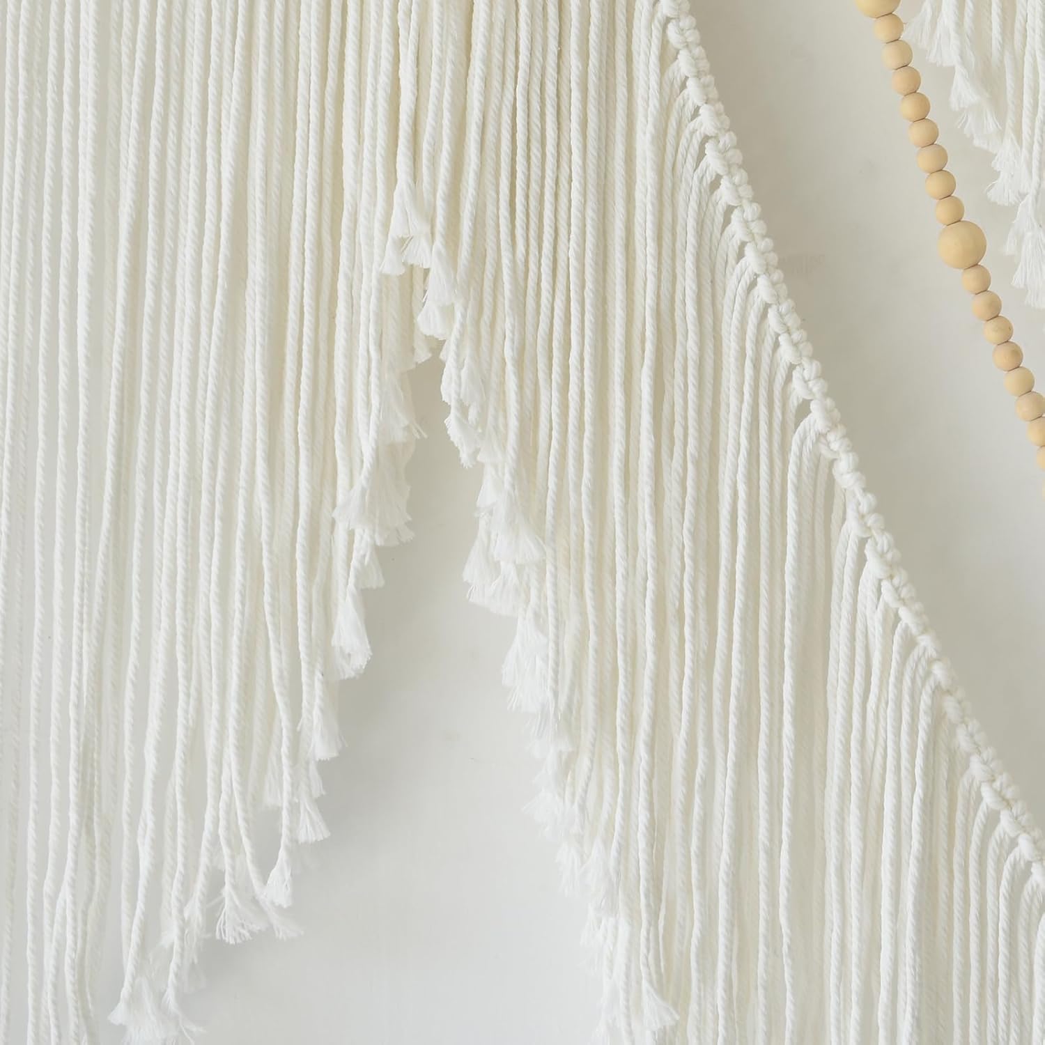 Flber Large Macrame Wall Hanging – Boho Yarn Art Garland with Tassels and Beads, Handmade Rope Decor for Nursery, Party, Wedding, Bedroom, Fireplace Mantel, or Photo Backdrop 57" W x 41" L