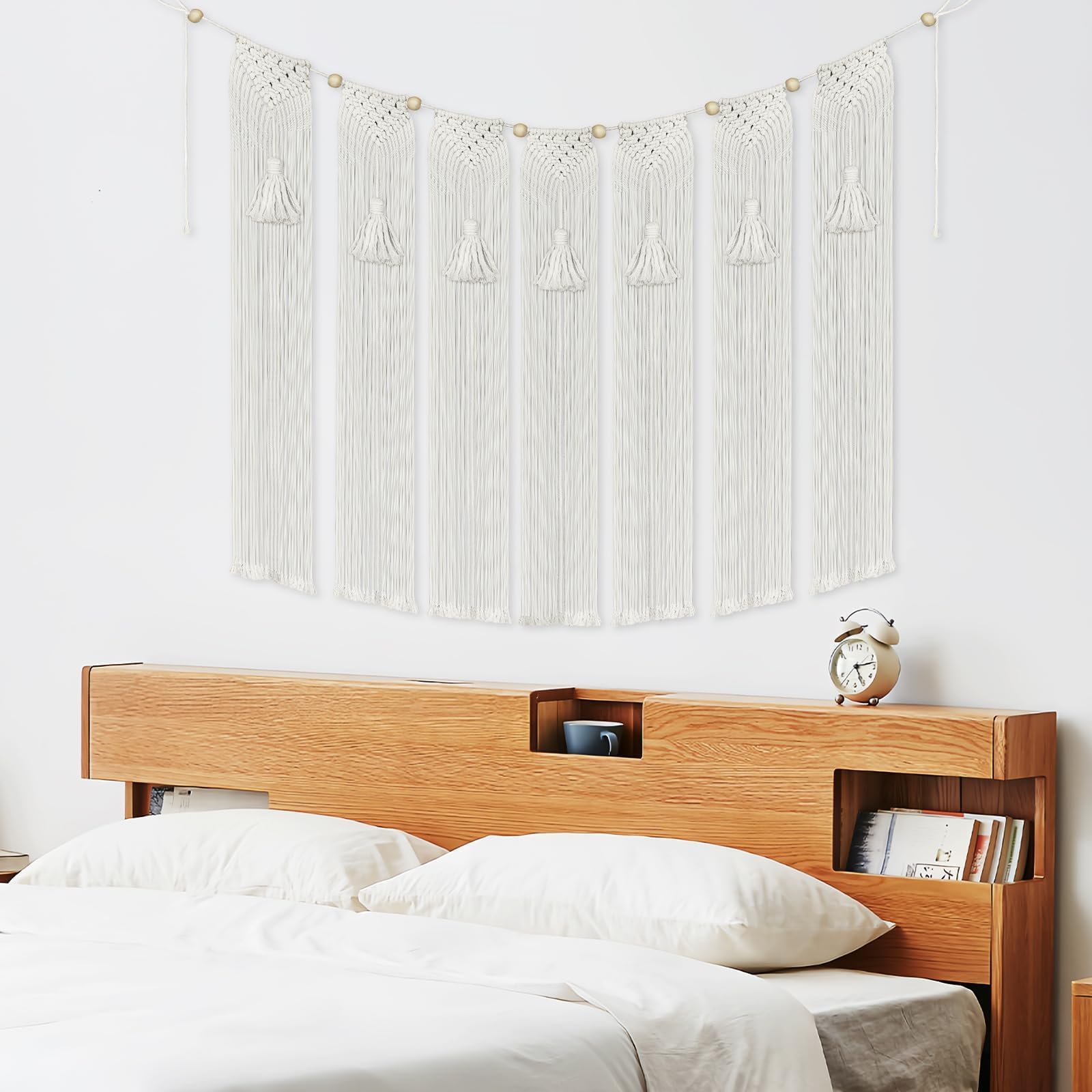onaner Boho Wall Macrame Hanging with Hanging Rope,Boho Wall Hangings Woven Tapestry,Natural Cotton Handwoven Tapestry,Macrame Decor for Windows,Walls,and Above Bed Decor,28"x39"