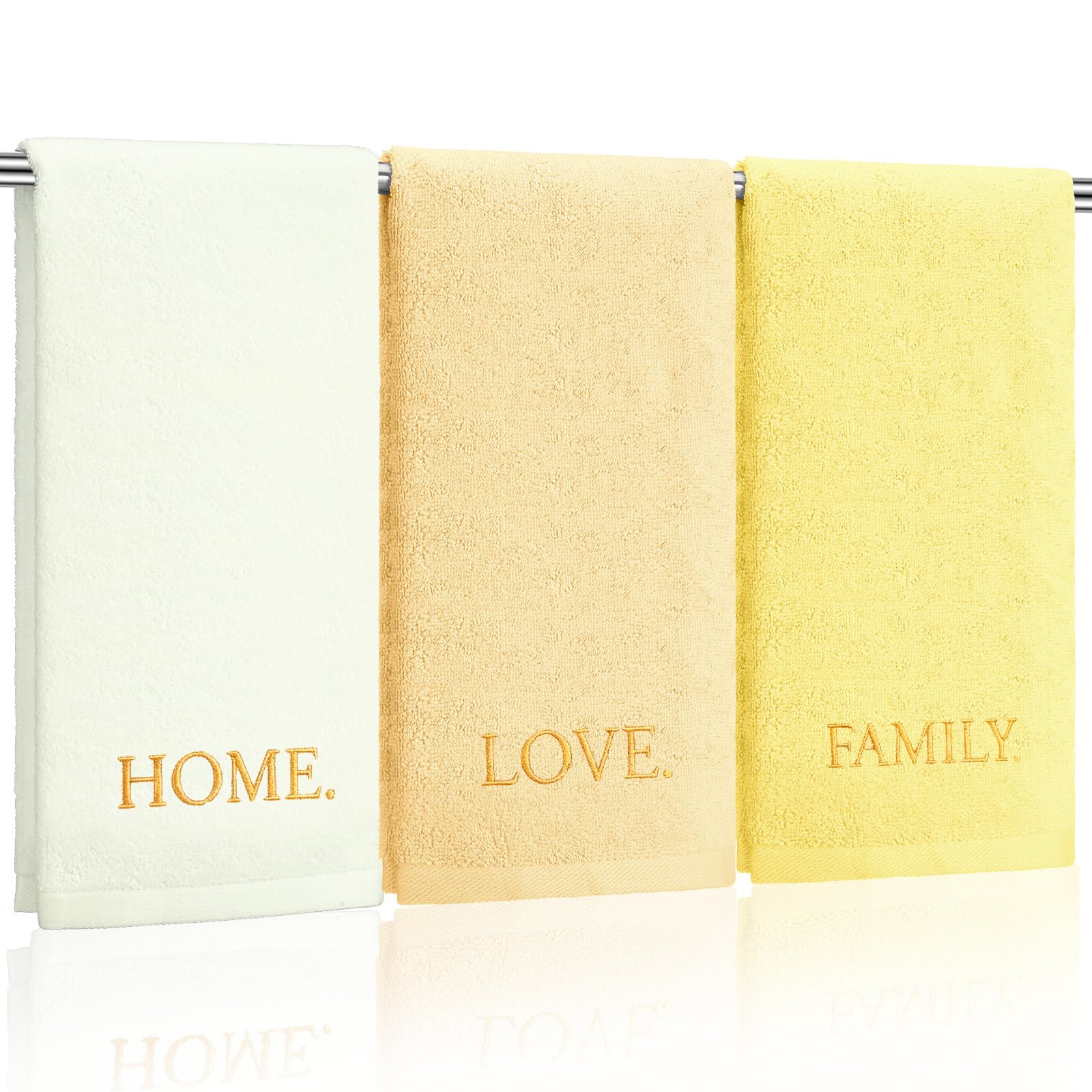 3 Pcs Farmhouse Decorative Hand Towels for Bathroom and Kitchen Rustic Embroidered Cotton Hand Towels Decorative Set for Boho Bathroom Decor(Black,Home Love Family)