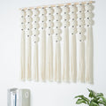 RUIZHIXUAN Large Macrame Wall Hanging Macrame Ball Wall Hangings Tapestry Cotton Textile Boho Wall Decor Art Bohemian headboard Handwoven 39" Wx38” L(Cream)