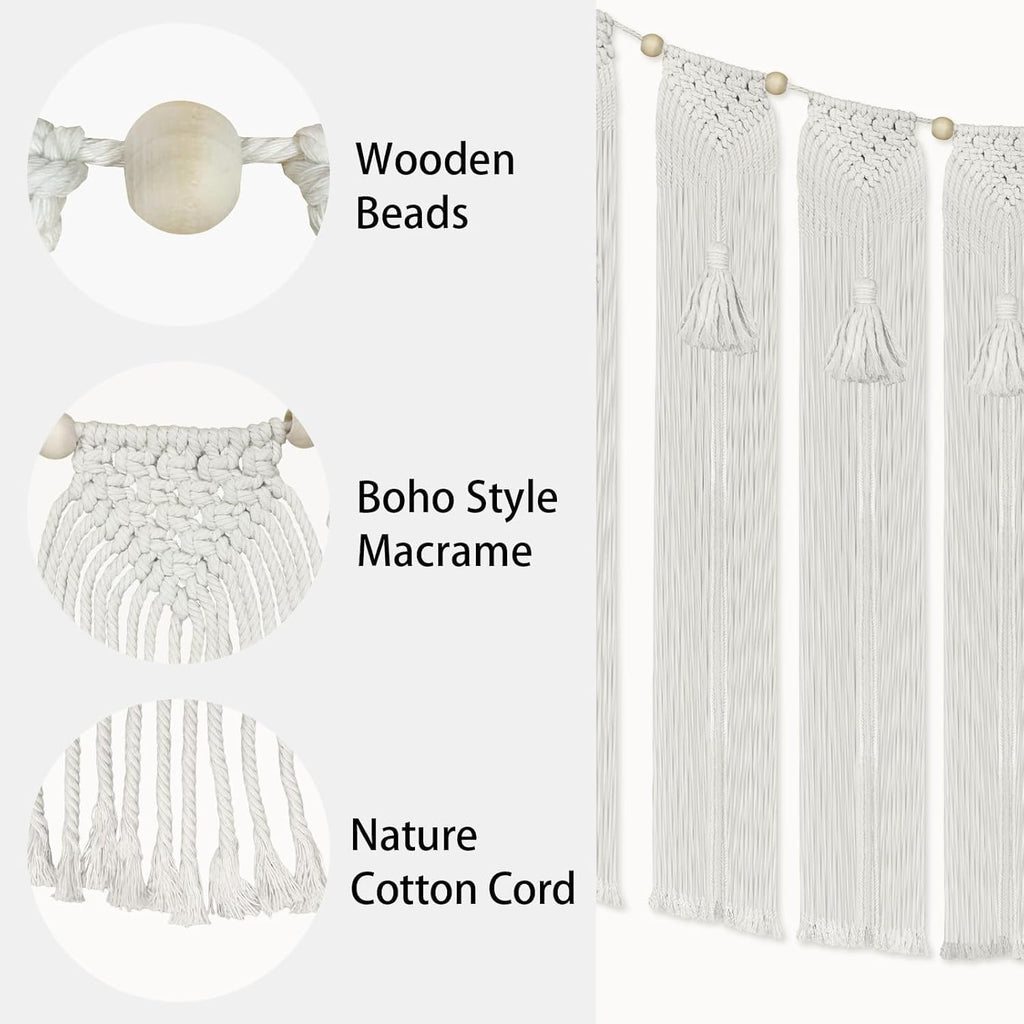 onaner Boho Wall Macrame Hanging with Hanging Rope,Boho Wall Hangings Woven Tapestry,Natural Cotton Handwoven Tapestry,Macrame Decor for Windows,Walls,and Above Bed Decor,28"x39"