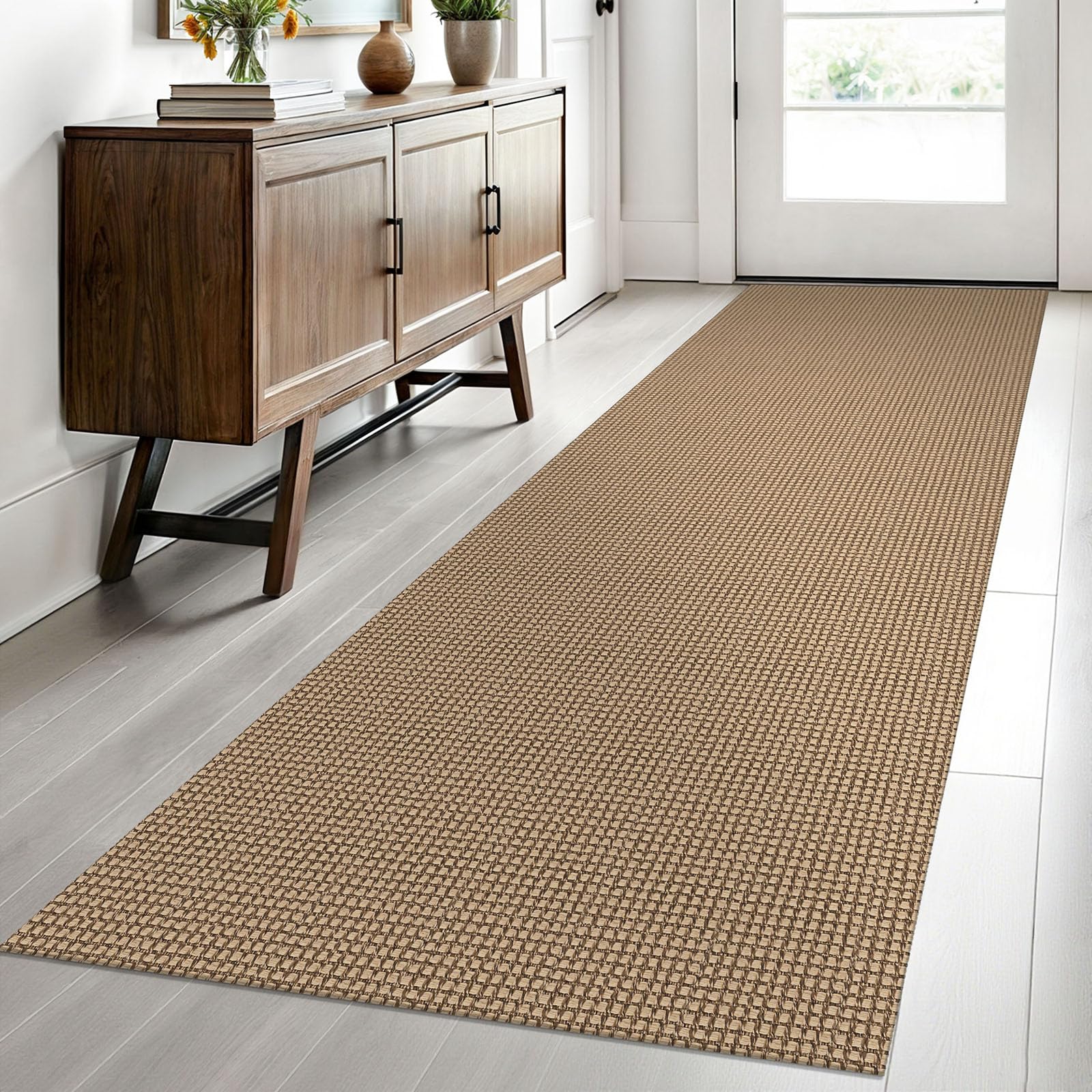 EARTHALL Woven Area Rug 2x3 Ft Washable Rugs for Entryway Braided Non Slip Throw Rugs Door Mat Indoor Outdoor Entrance Small Cotton Woven Carpet for Kitchen Foyer Front Door, Orange/Tan/Brown