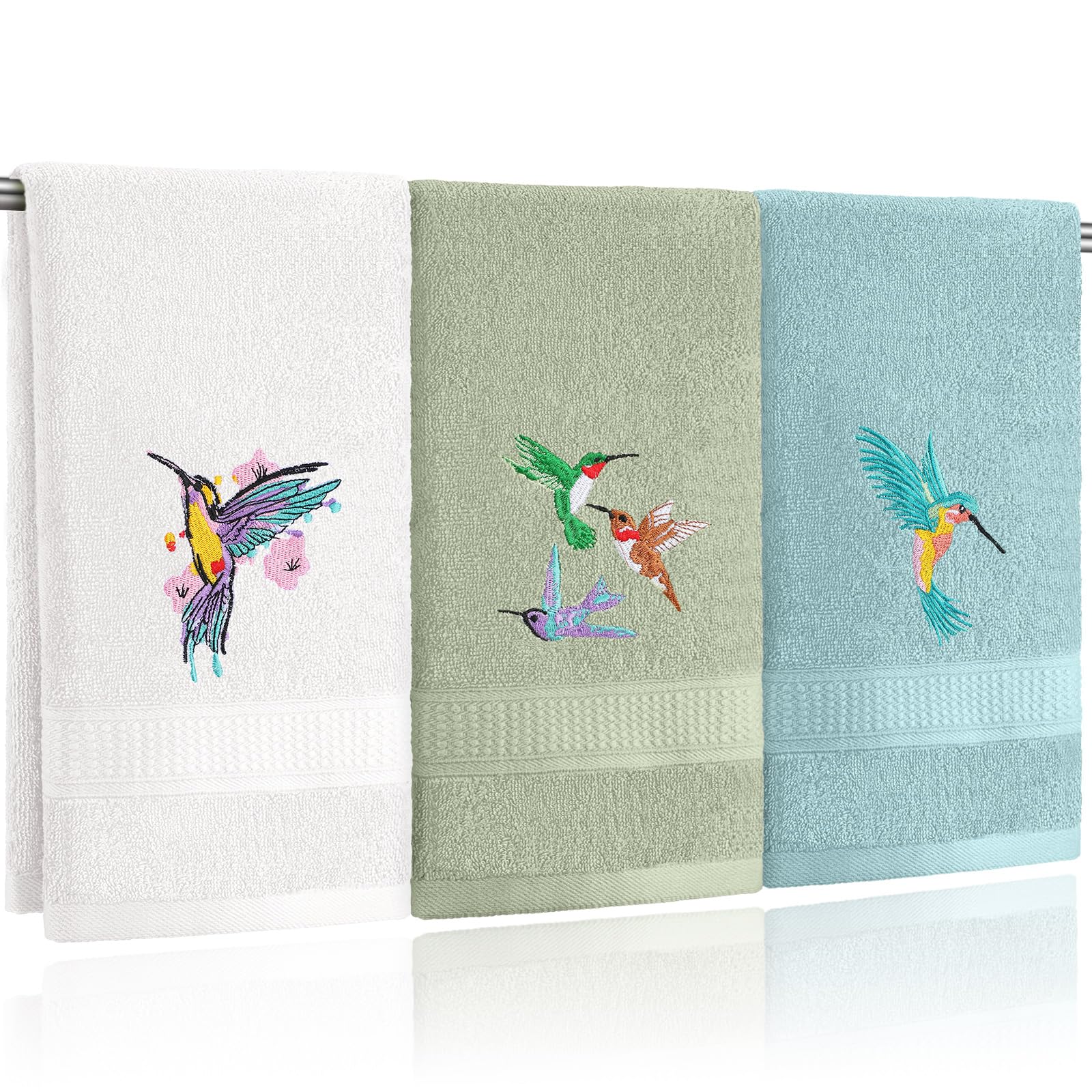 Wildflower Hand Towels Farmhouse Pink Blue Yellow Wildflower Bathroom Decor 14x29 Inch Embroidered Decorative Cute Spring Summer Cotton Soft Absorbent Towels for Bathroom Kitchen