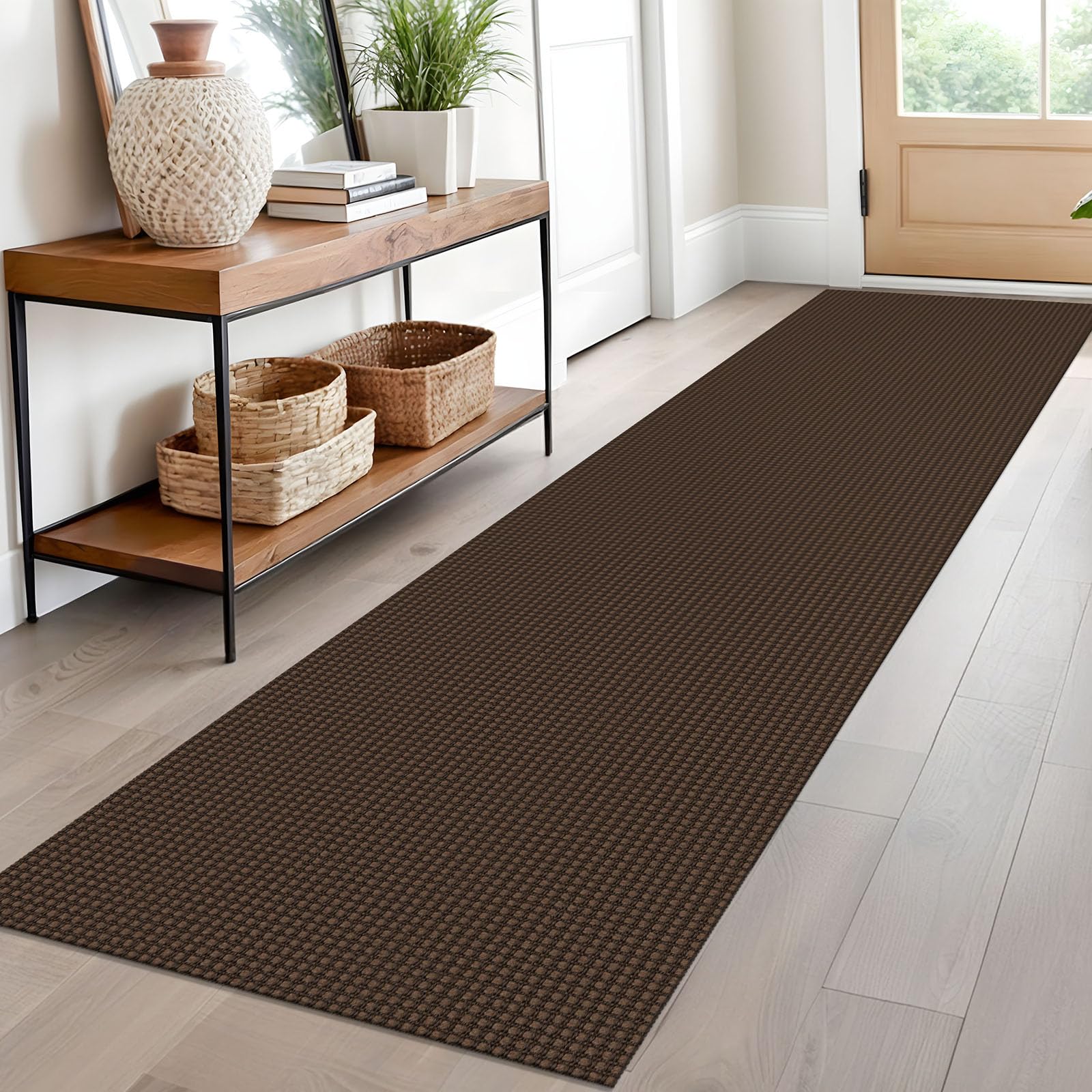EARTHALL Woven Area Rug 2x3 Ft Washable Rugs for Entryway Braided Non Slip Throw Rugs Door Mat Indoor Outdoor Entrance Small Cotton Woven Carpet for Kitchen Foyer Front Door, Orange/Tan/Brown