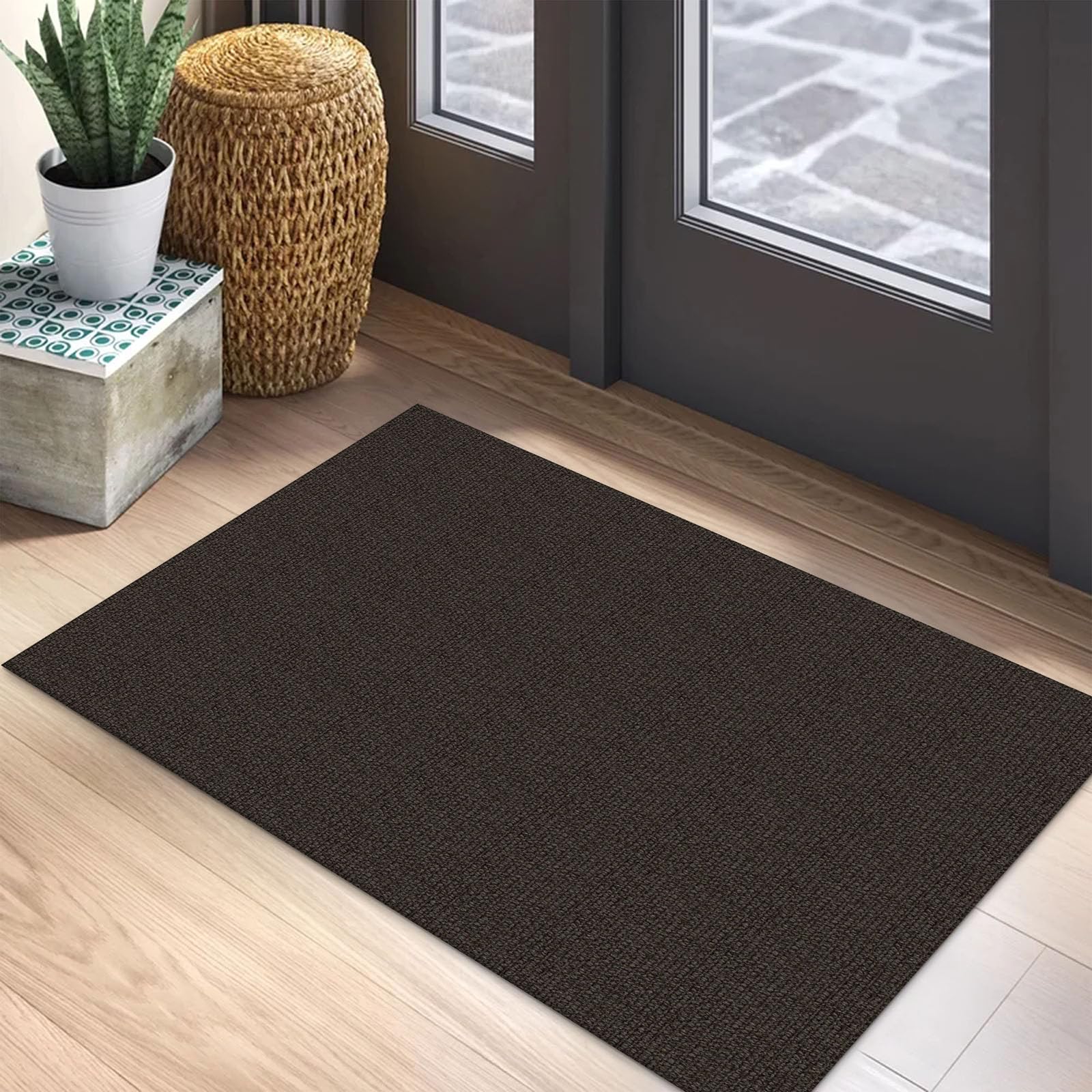 EARTHALL Small Area Rug 2x3 Ft Washable Rugs for Entryway Non Slip Braided Throw Rugs with Rubber Backing Door Mat Indoor Outdoor Entrance Cotton Woven Carpet for Kitchen Foyer Front Door, Khaki/Beige