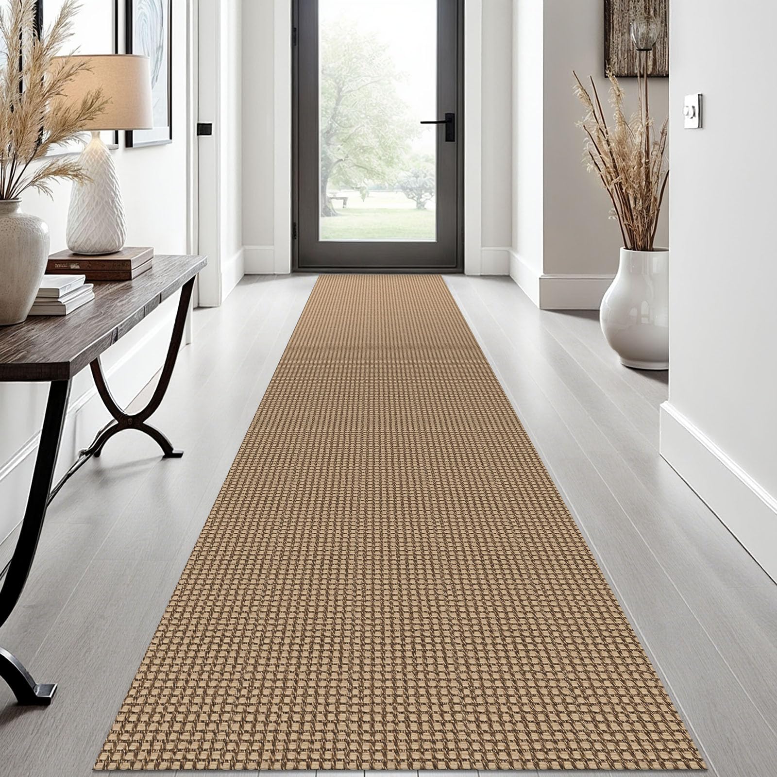 EARTHALL Woven Area Rug 2x3 Ft Washable Rugs for Entryway Braided Non Slip Throw Rugs Door Mat Indoor Outdoor Entrance Small Cotton Woven Carpet for Kitchen Foyer Front Door, Orange/Tan/Brown