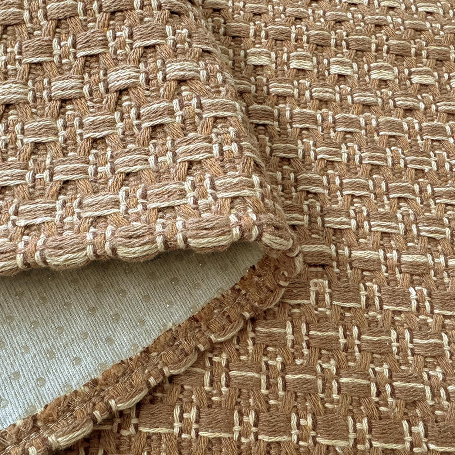 Entryway Rug,Indoor Door Mat 2x3 ft Small Area Rugs,Boho Style Braided Rug,Neutral Solid Rugs,Entrance Doormat for Front Porch,Bathroom,Kitchen,Bedroom,Tan Brown