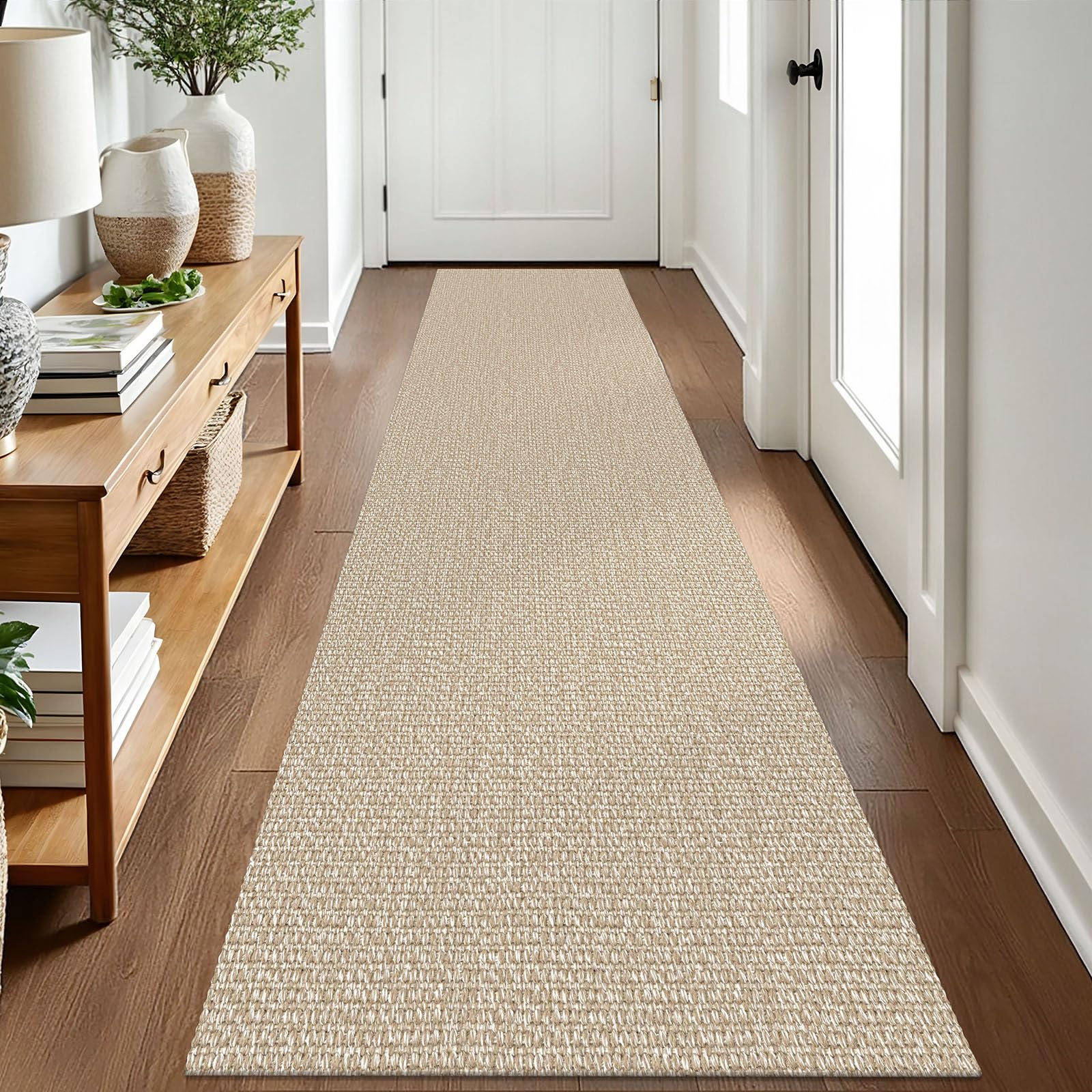 EARTHALL Small Area Rug 2x3 Ft Washable Rugs for Entryway Non Slip Braided Throw Rugs with Rubber Backing Door Mat Indoor Outdoor Entrance Cotton Woven Carpet for Kitchen Foyer Front Door, Khaki/Beige