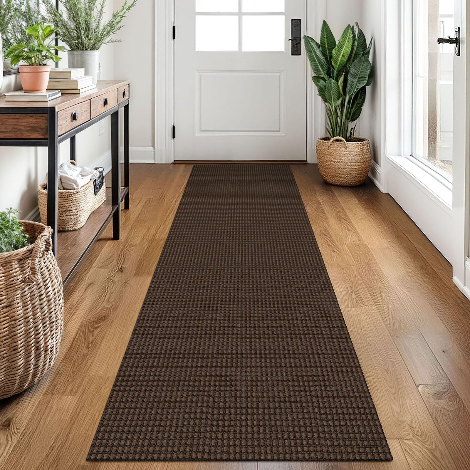 EARTHALL Woven Area Rug 2x3 Ft Washable Rugs for Entryway Braided Non Slip Throw Rugs Door Mat Indoor Outdoor Entrance Small Cotton Woven Carpet for Kitchen Foyer Front Door, Orange/Tan/Brown