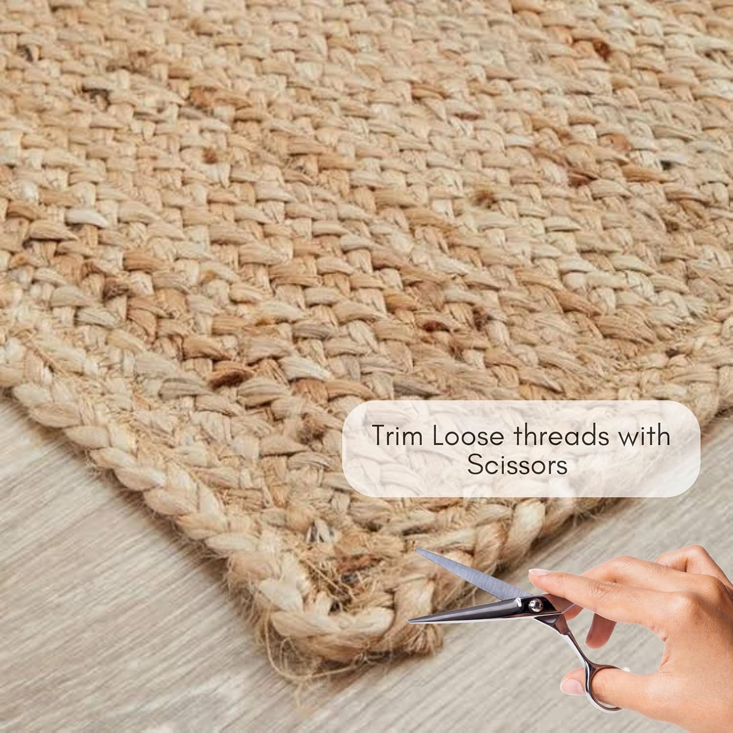 FRELISH DECOR Handwoven Jute Area Rug - 2x3 feet - Natural Yarn - Rustic Vintage Beige Braided Reversible Rug - Eco Friendly Rugs for Bedroom - Kitchen - Living Room - Farmhouse (2'x3')