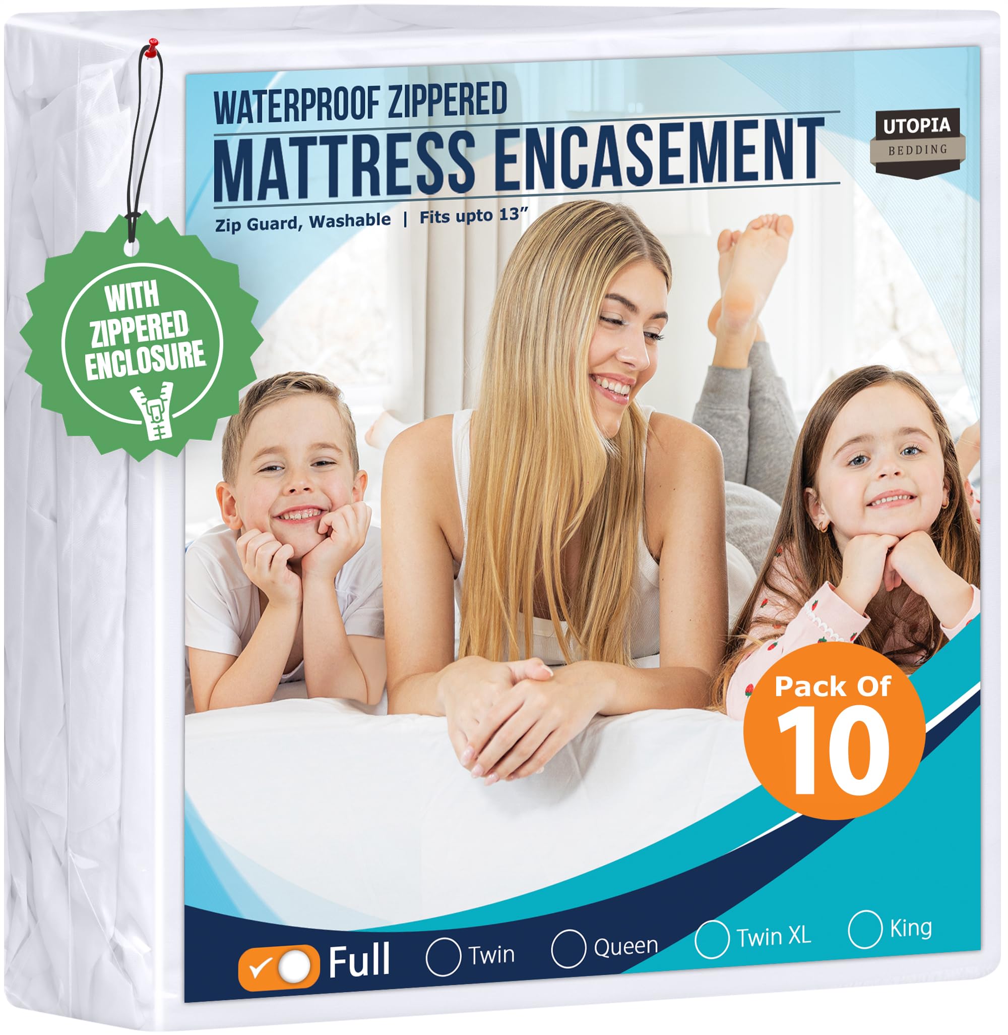 Utopia Bedding Mattress Protector Zippered Queen Size, 100% Waterproof Bed Bug and Dust Mite Proof Mattress Encasement, Absorbent 6 Sided Mattress Cover