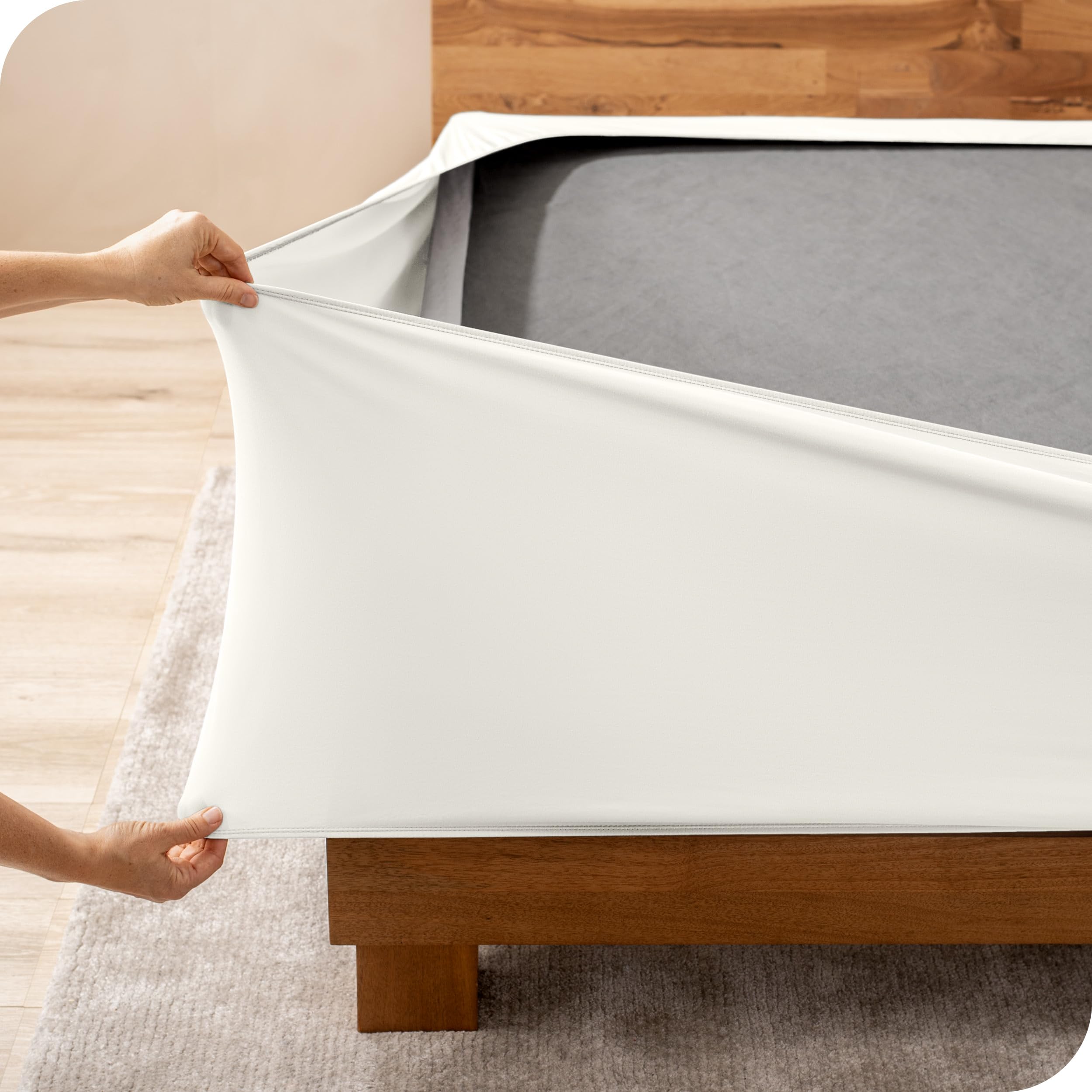 Bare Home Box Spring Cover - Twin - Stretchy Microfiber Decorative Wrap Around Box Spring Cover - Easy Install (Twin, Grey)