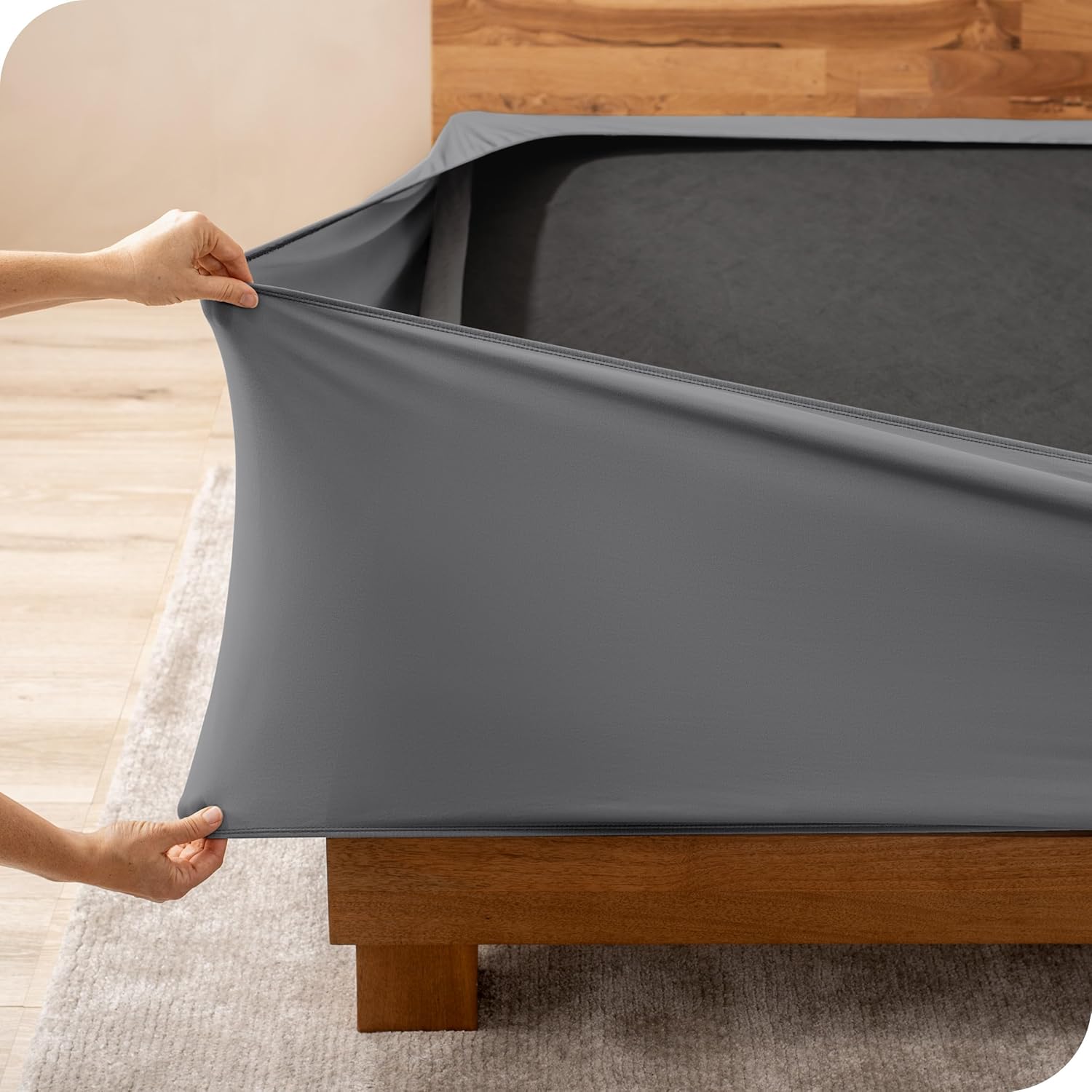 Bare Home Box Spring Cover - Twin - Stretchy Microfiber Decorative Wrap Around Box Spring Cover - Easy Install (Twin, Grey)