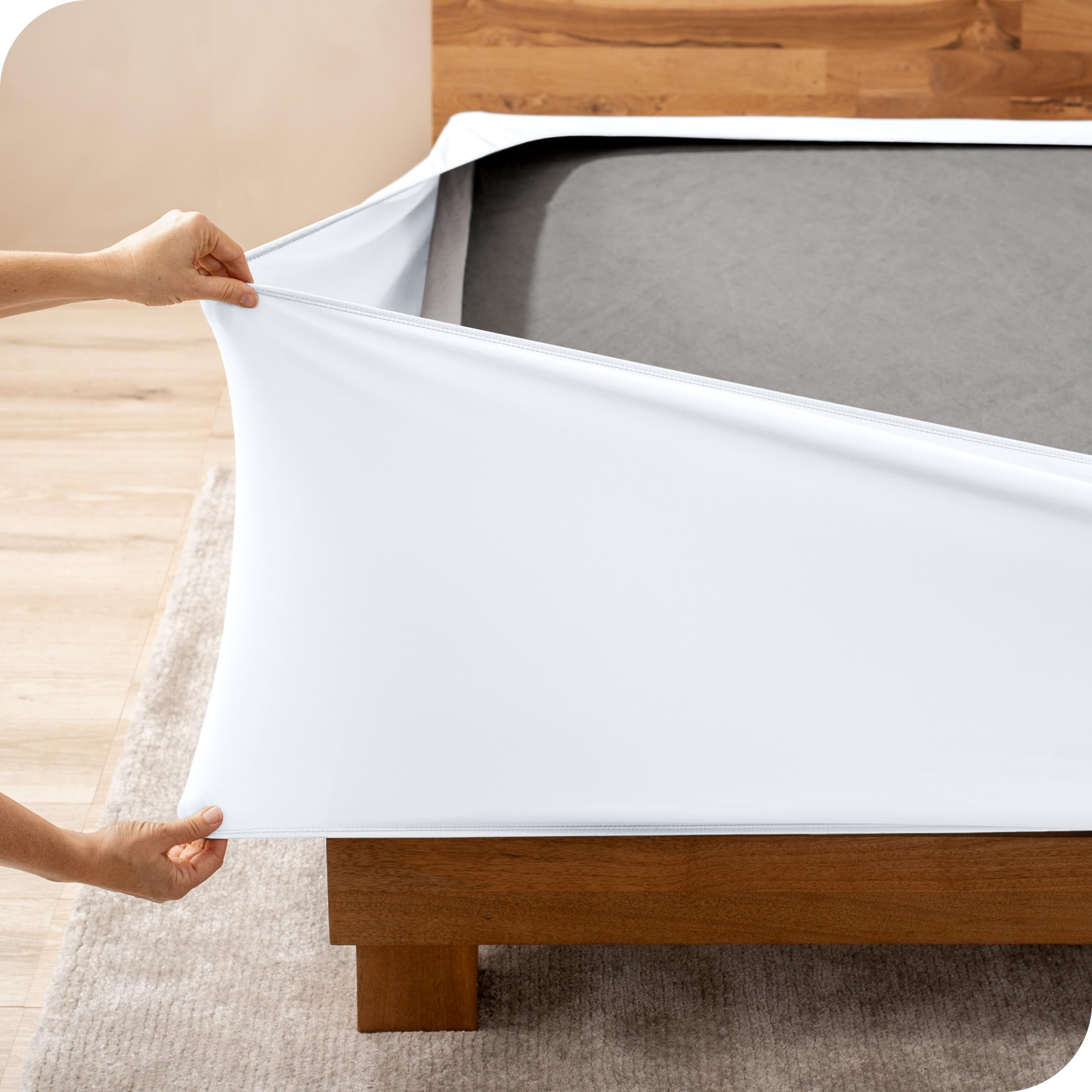 Bare Home Box Spring Cover - Twin - Stretchy Microfiber Decorative Wrap Around Box Spring Cover - Easy Install (Twin, Grey)
