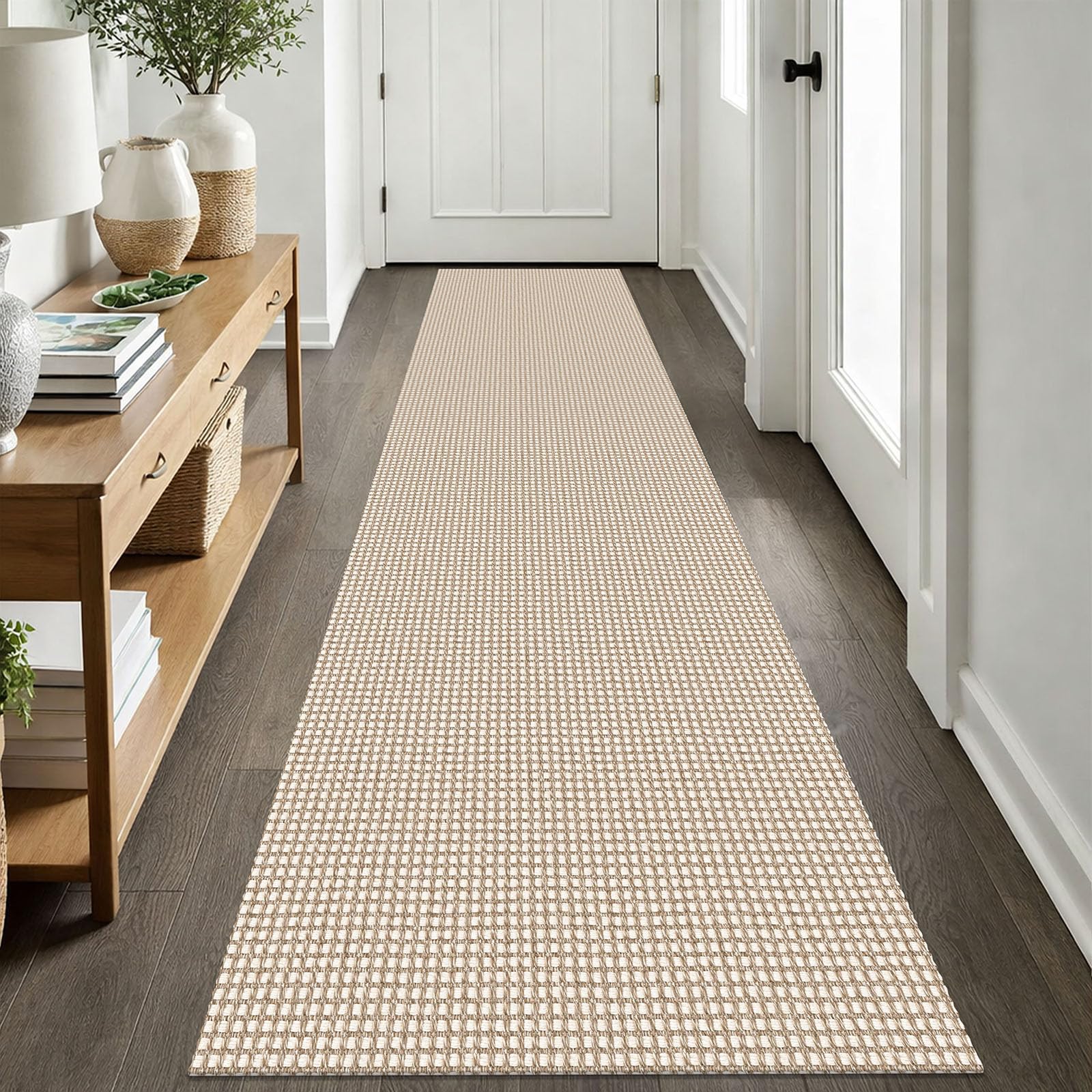 EARTHALL Woven Area Rug 2x3 Ft Washable Rugs for Entryway Braided Non Slip Throw Rugs Door Mat Indoor Outdoor Entrance Small Cotton Woven Carpet for Kitchen Foyer Front Door, Orange/Tan/Brown