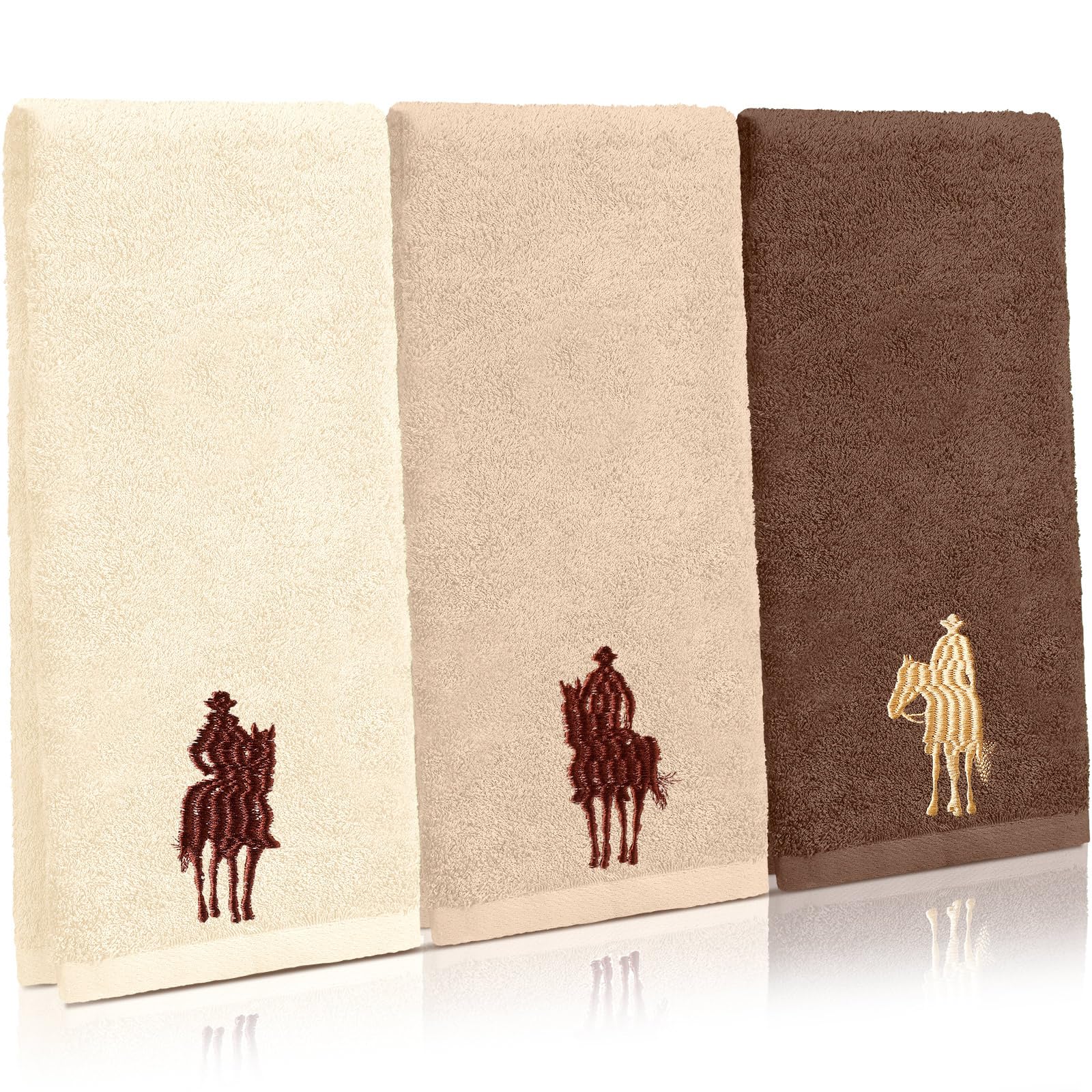 3 Pcs Hand Towels for Bathroom Embroidered Cotton Kitchen Towels 13.3" x 29.5" Decors Gift(White,Spring Flowers)