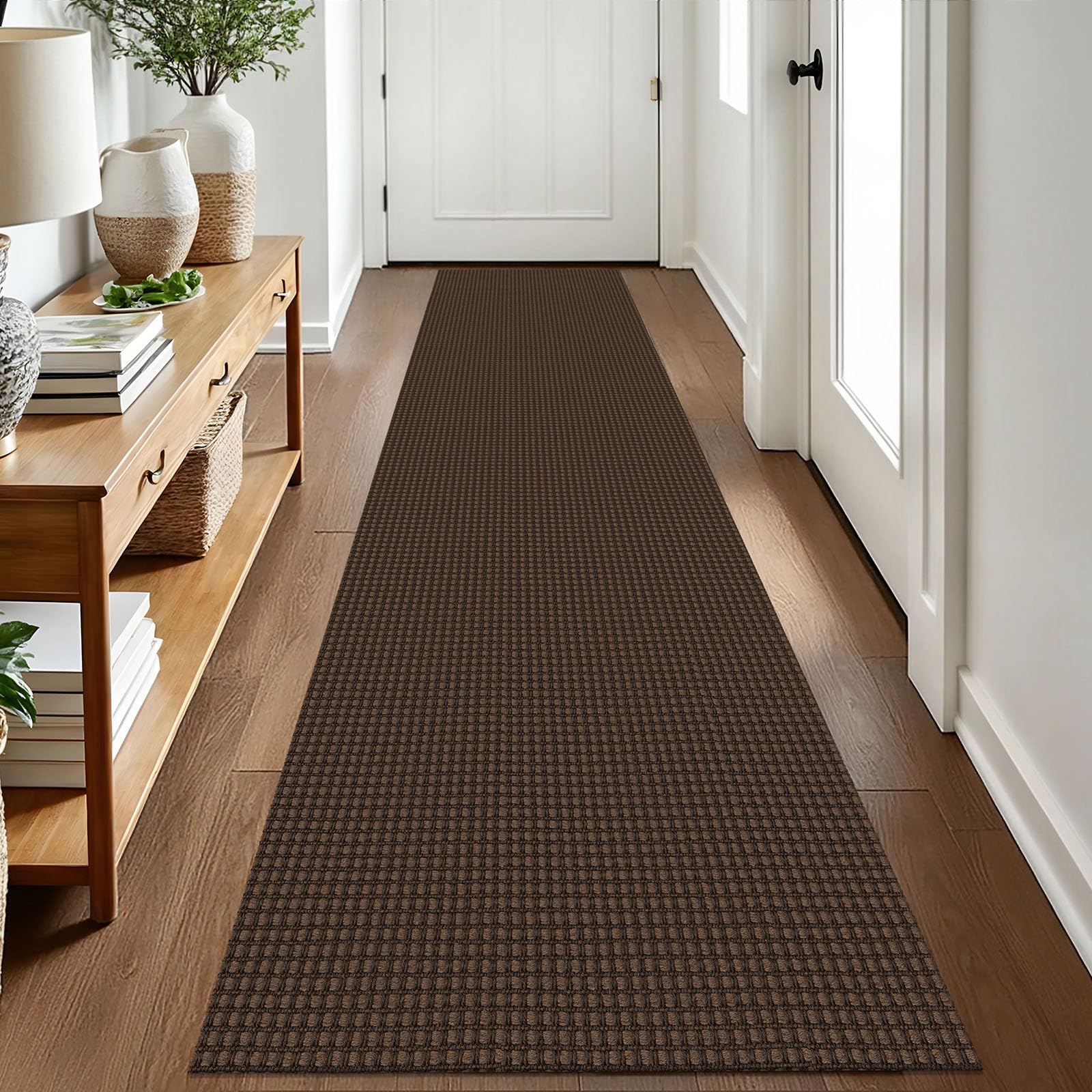 EARTHALL Woven Area Rug 2x3 Ft Washable Rugs for Entryway Braided Non Slip Throw Rugs Door Mat Indoor Outdoor Entrance Small Cotton Woven Carpet for Kitchen Foyer Front Door, Orange/Tan/Brown