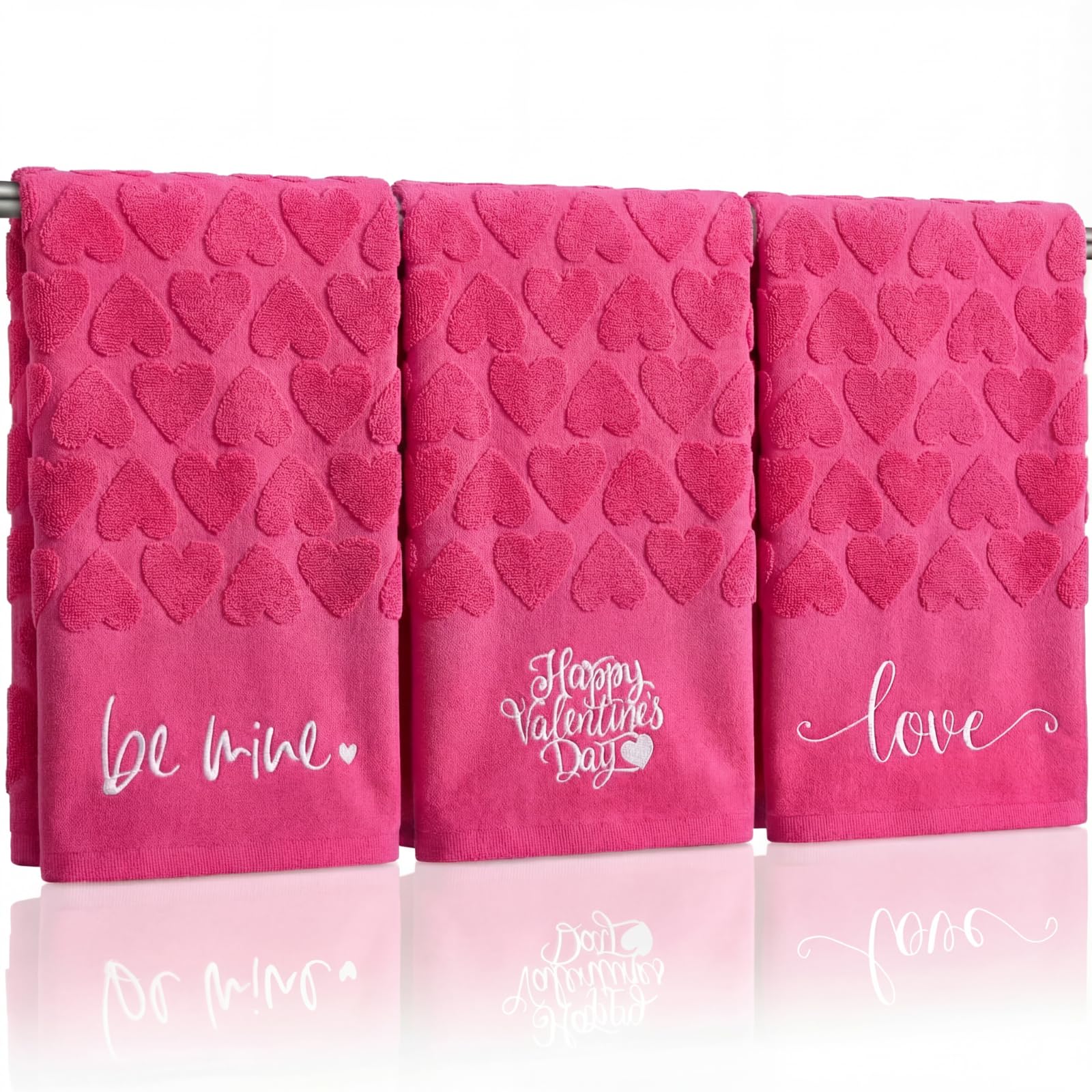 3 Pcs Hand Towels for Bathroom Embroidered Cotton Kitchen Towels 13.3" x 29.5" Decors Gift(White,Spring Flowers)