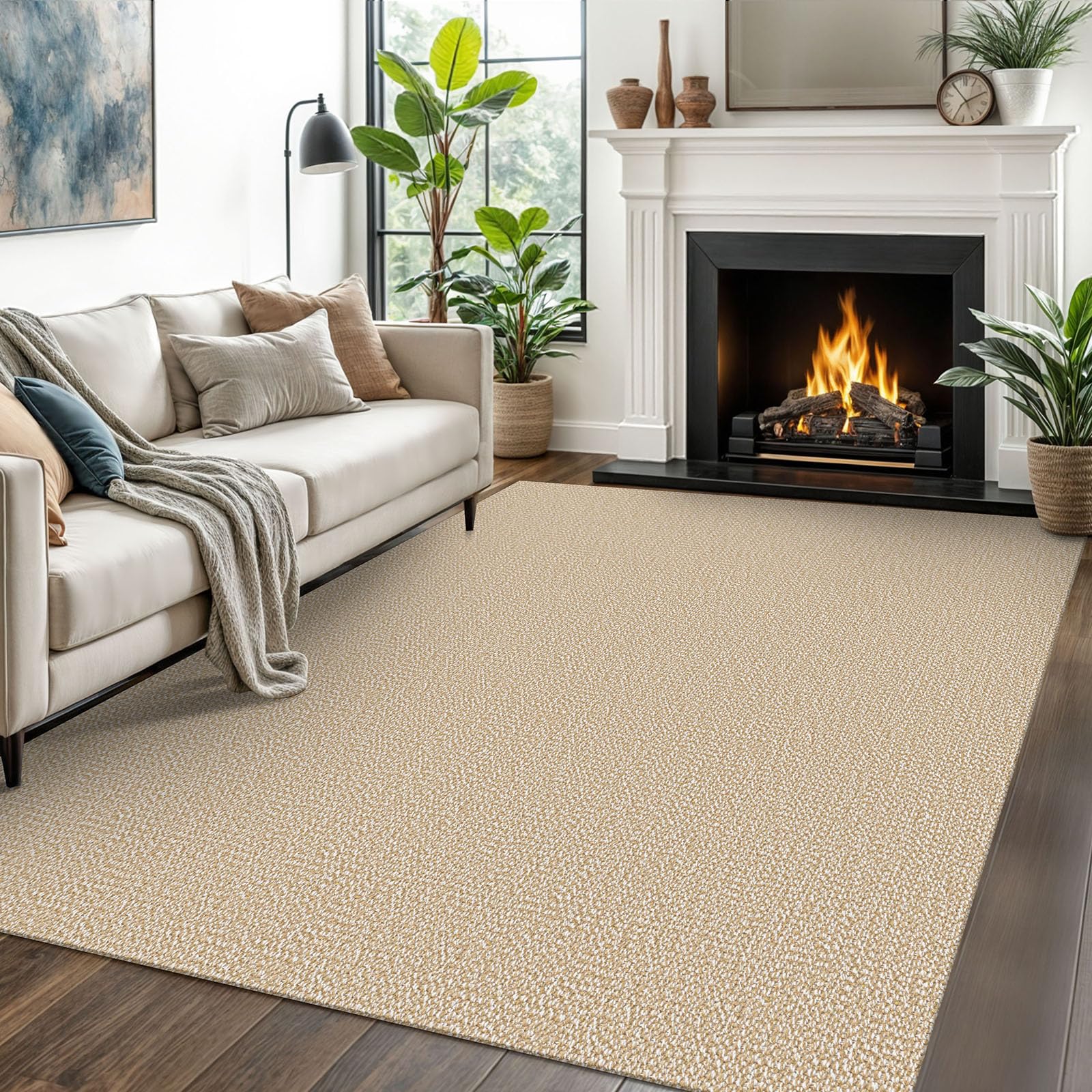 EARTHALL Small Area Rug 2x3 Ft Washable Rugs for Entryway Non Slip Braided Throw Rugs with Rubber Backing Door Mat Indoor Outdoor Entrance Cotton Woven Carpet for Kitchen Foyer Front Door, Khaki/Beige