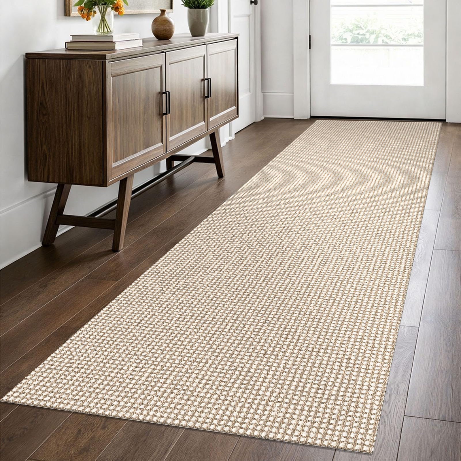 EARTHALL Woven Area Rug 2x3 Ft Washable Rugs for Entryway Braided Non Slip Throw Rugs Door Mat Indoor Outdoor Entrance Small Cotton Woven Carpet for Kitchen Foyer Front Door, Orange/Tan/Brown