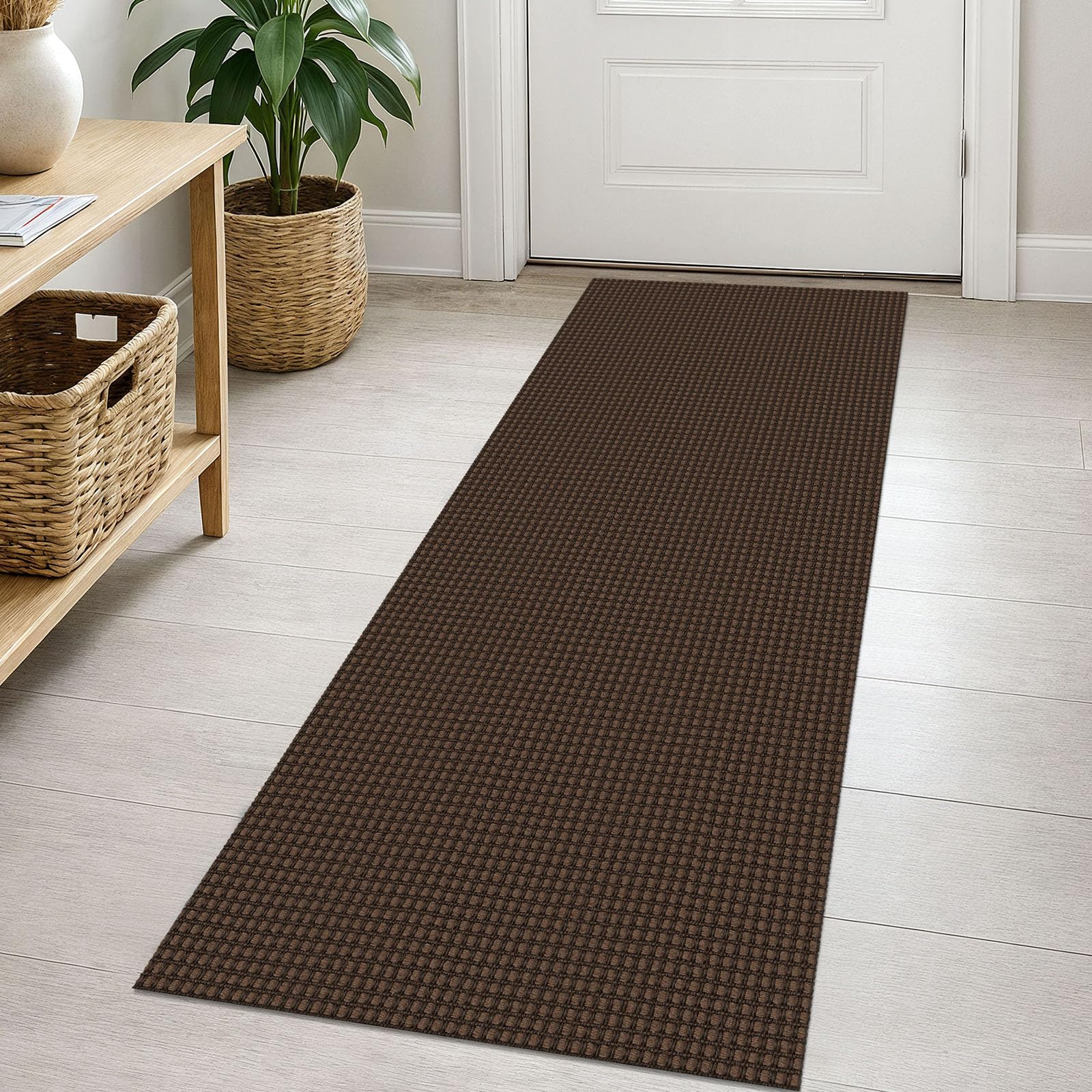 EARTHALL Woven Area Rug 2x3 Ft Washable Rugs for Entryway Braided Non Slip Throw Rugs Door Mat Indoor Outdoor Entrance Small Cotton Woven Carpet for Kitchen Foyer Front Door, Orange/Tan/Brown