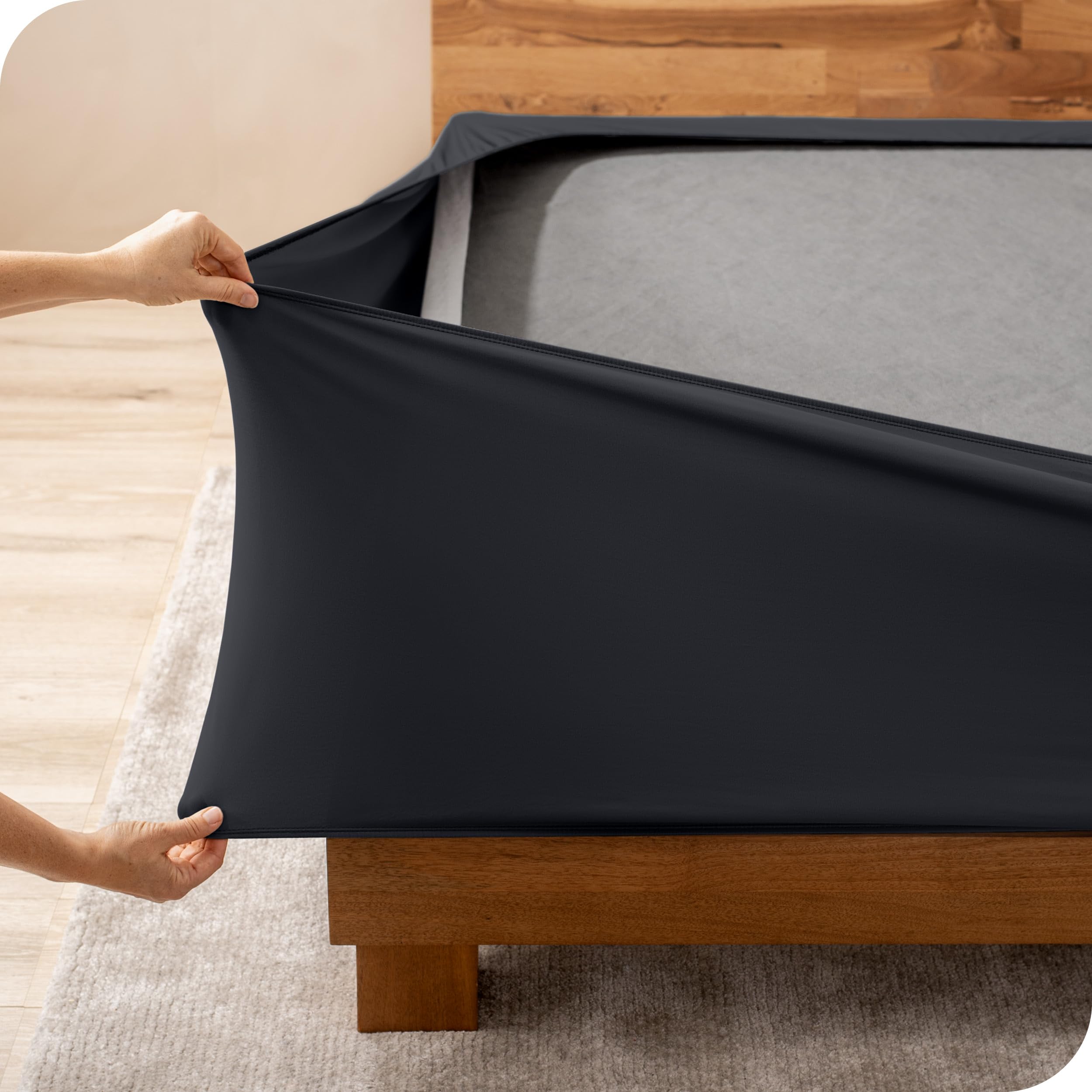 Bare Home Box Spring Cover - Twin - Stretchy Microfiber Decorative Wrap Around Box Spring Cover - Easy Install (Twin, Grey)