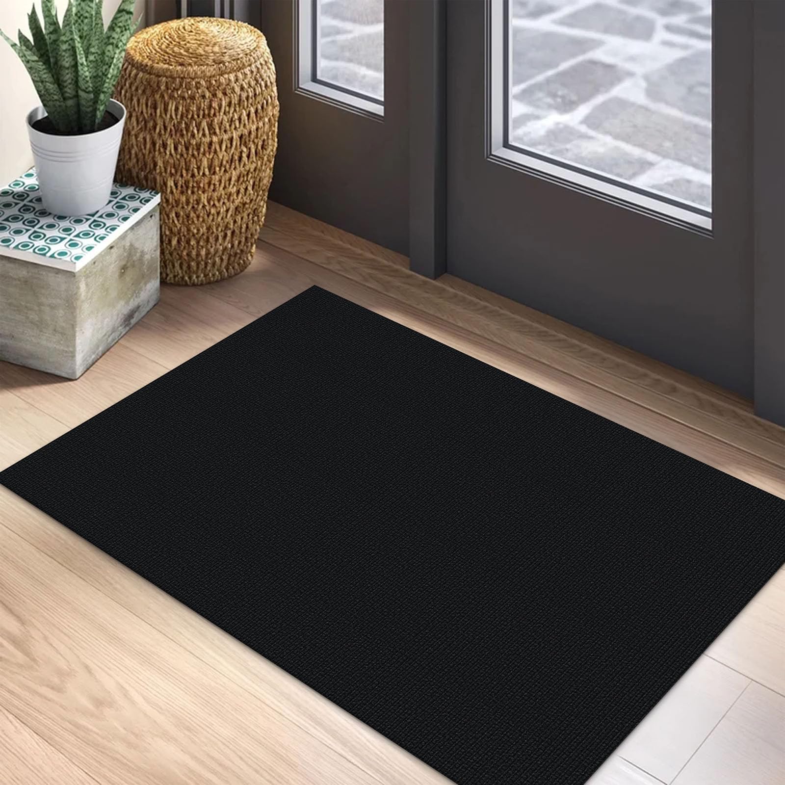 EARTHALL Small Area Rug 2x3 Ft Washable Rugs for Entryway Non Slip Braided Throw Rugs with Rubber Backing Door Mat Indoor Outdoor Entrance Cotton Woven Carpet for Kitchen Foyer Front Door, Khaki/Beige